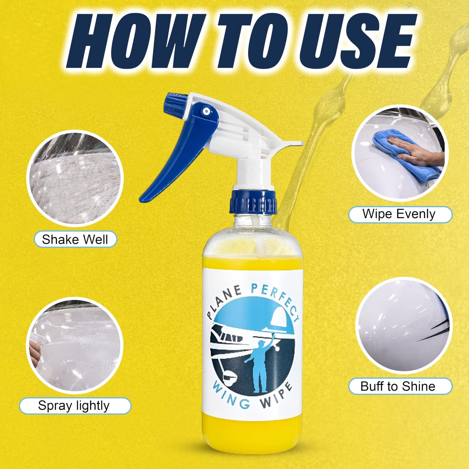 Plane Perfect Wing Wipe Quick Detail Spray Sealant – Hydrophobic Aviation Gra…
