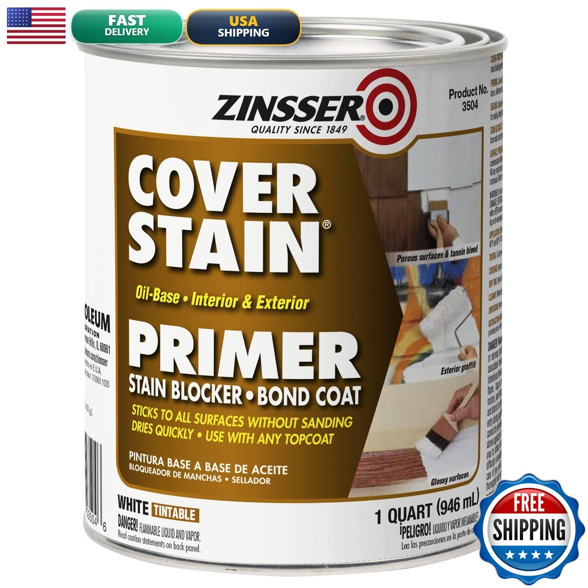 Zinsser Cover-Stain Stain-Blocking Primer, Quart 3504