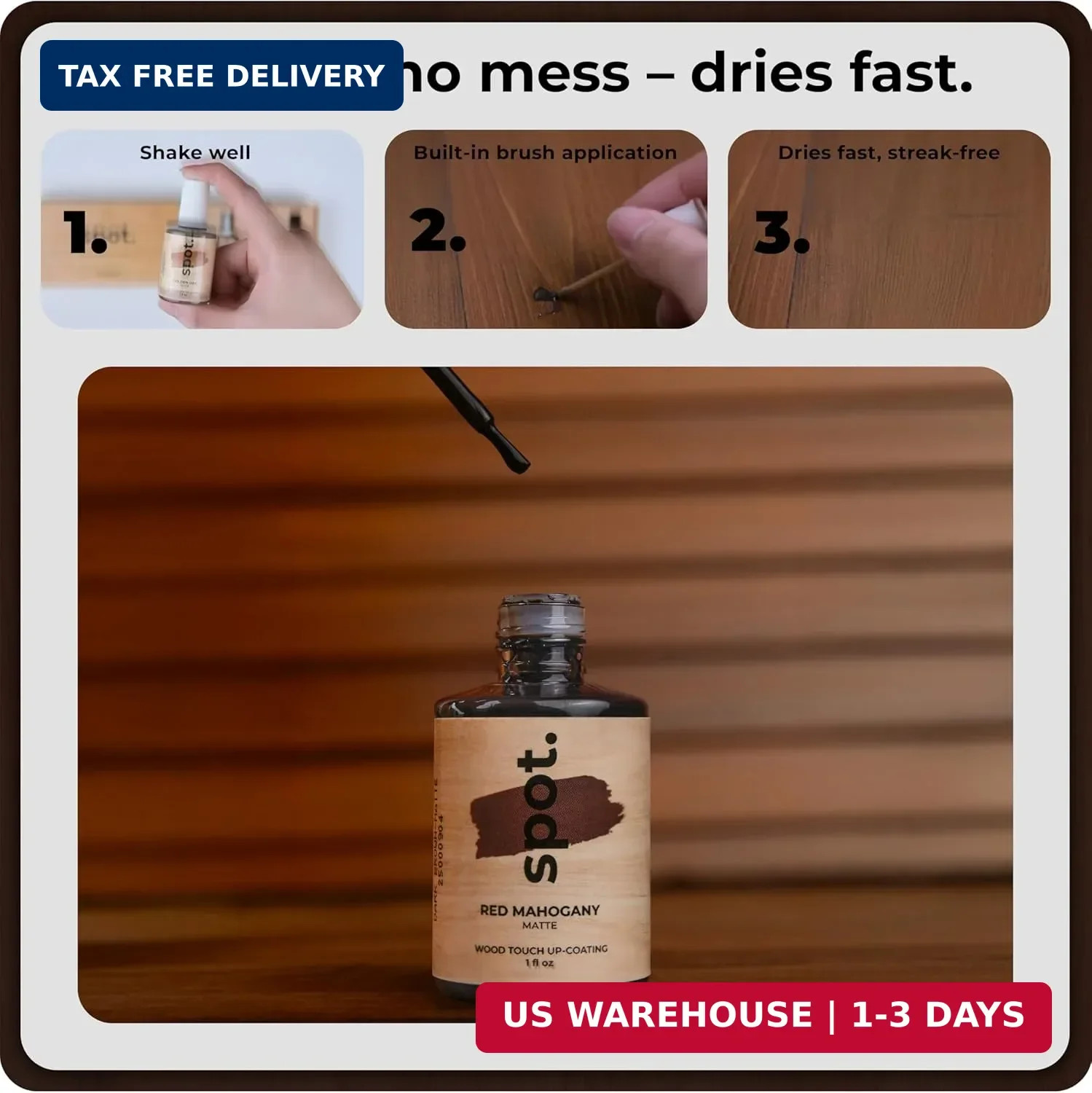Dark Brown Wood Stain Repair Kit, Brush-On Touch-Up Stain Bottles, Provincial, D