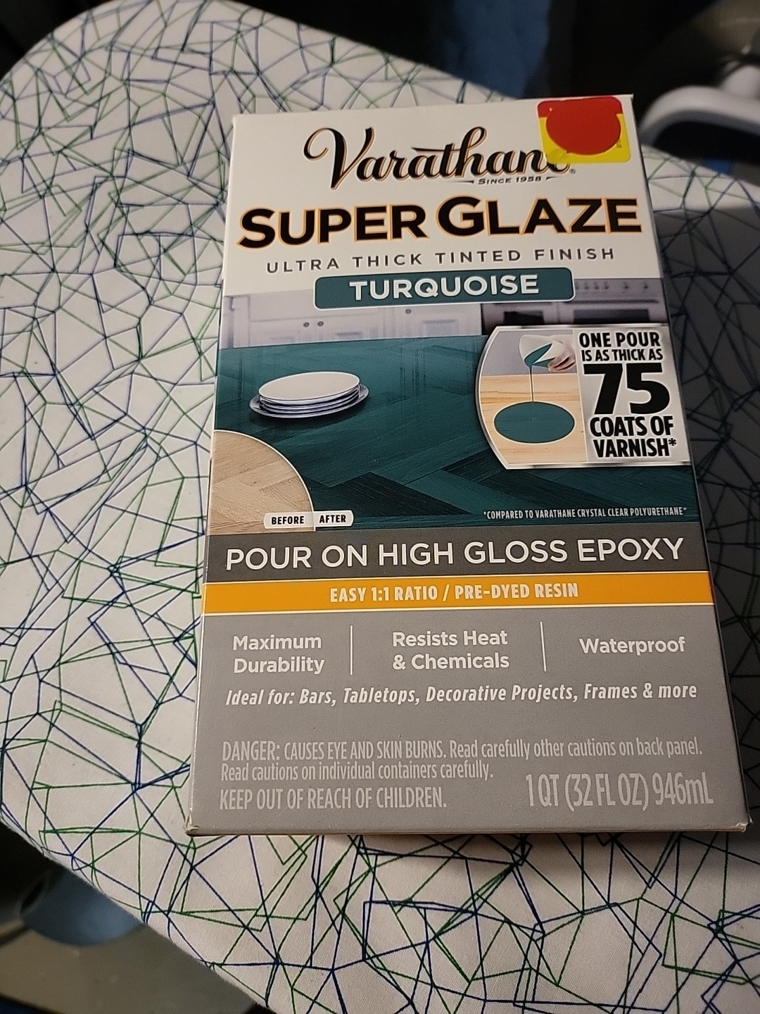 Varathane Super Glaze Ultra Thick Tinted Finish – Turquoise (1 Quart / 32 fl oz)