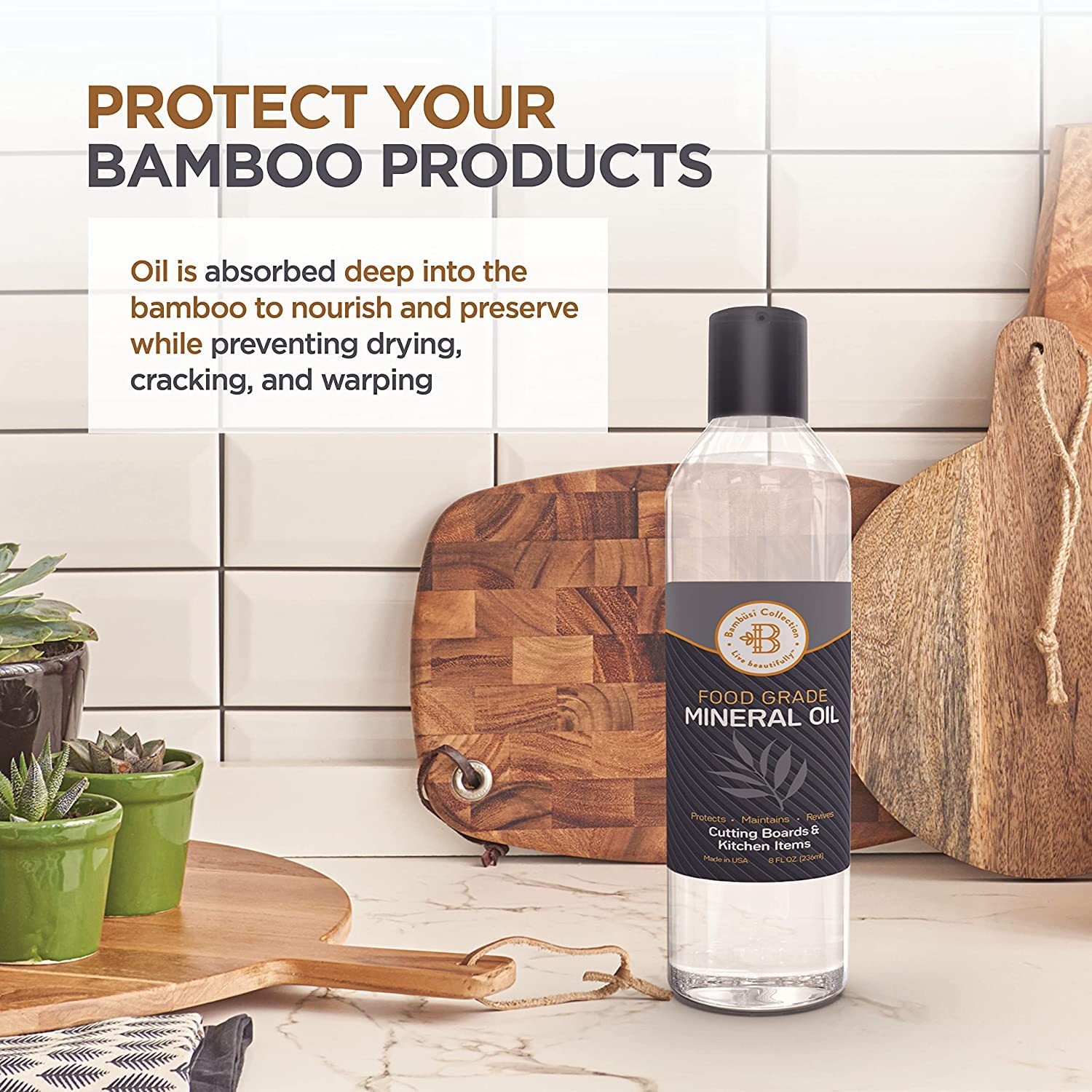 Mineral Oil for Wood Cutting Board – Food Grade 8 Fl Oz, Transparent