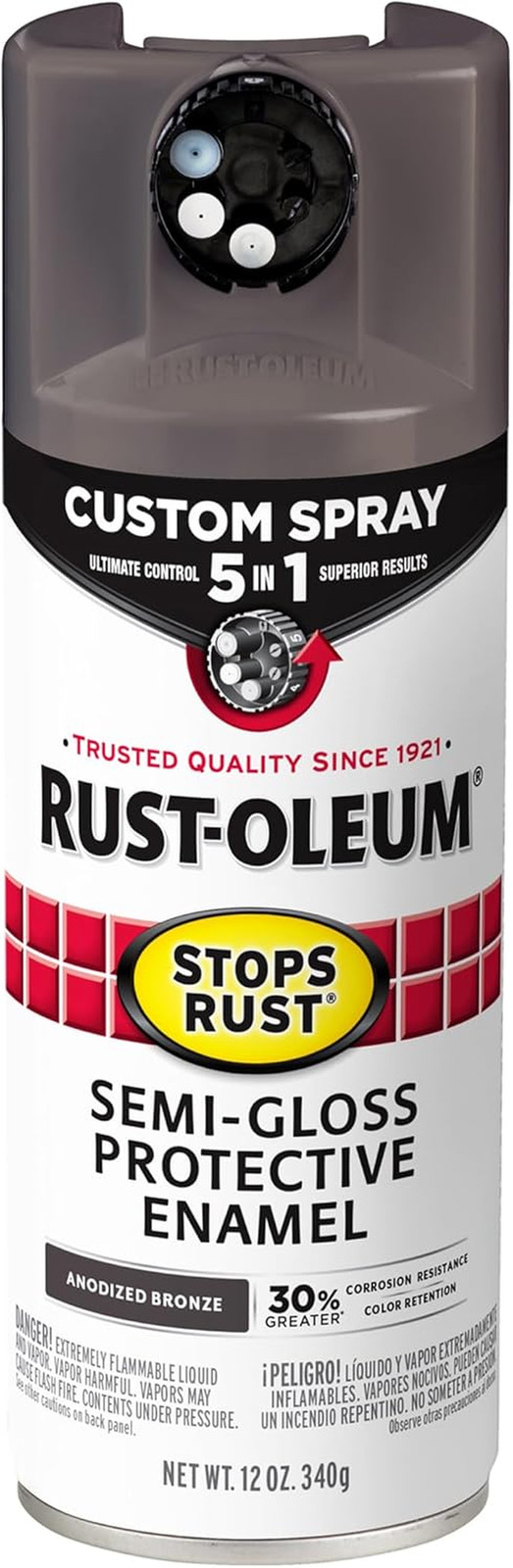 376911 Stops Rust Custom Spray 5-In-1 Spray Paint, 12 Oz, Semi-Gloss Anodized Br