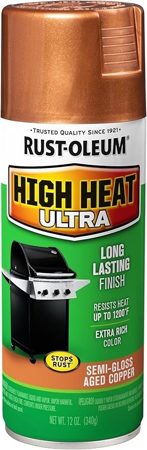 Rust-Oleum 241232 High Heat Ultra Enamel Spray Paint Aged Copper 12 Ounce