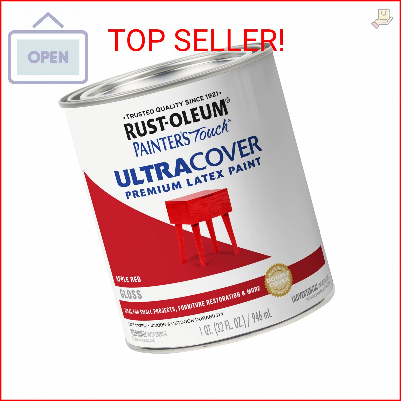 Rust-Oleum 1966502 Painter’s Touch Brush Acrylic Latex Paint, 1 Quarts (Pack of