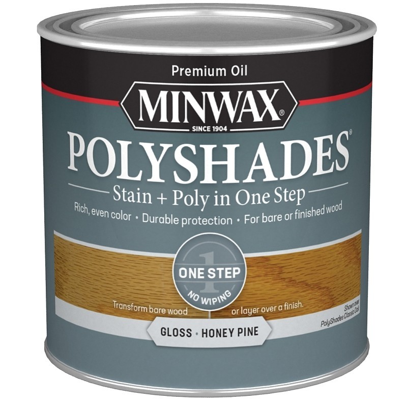 Minwax 214104444 Waterbased Polyurethane Stain, Gloss, Liquid, Honey Pine, 0.5 p