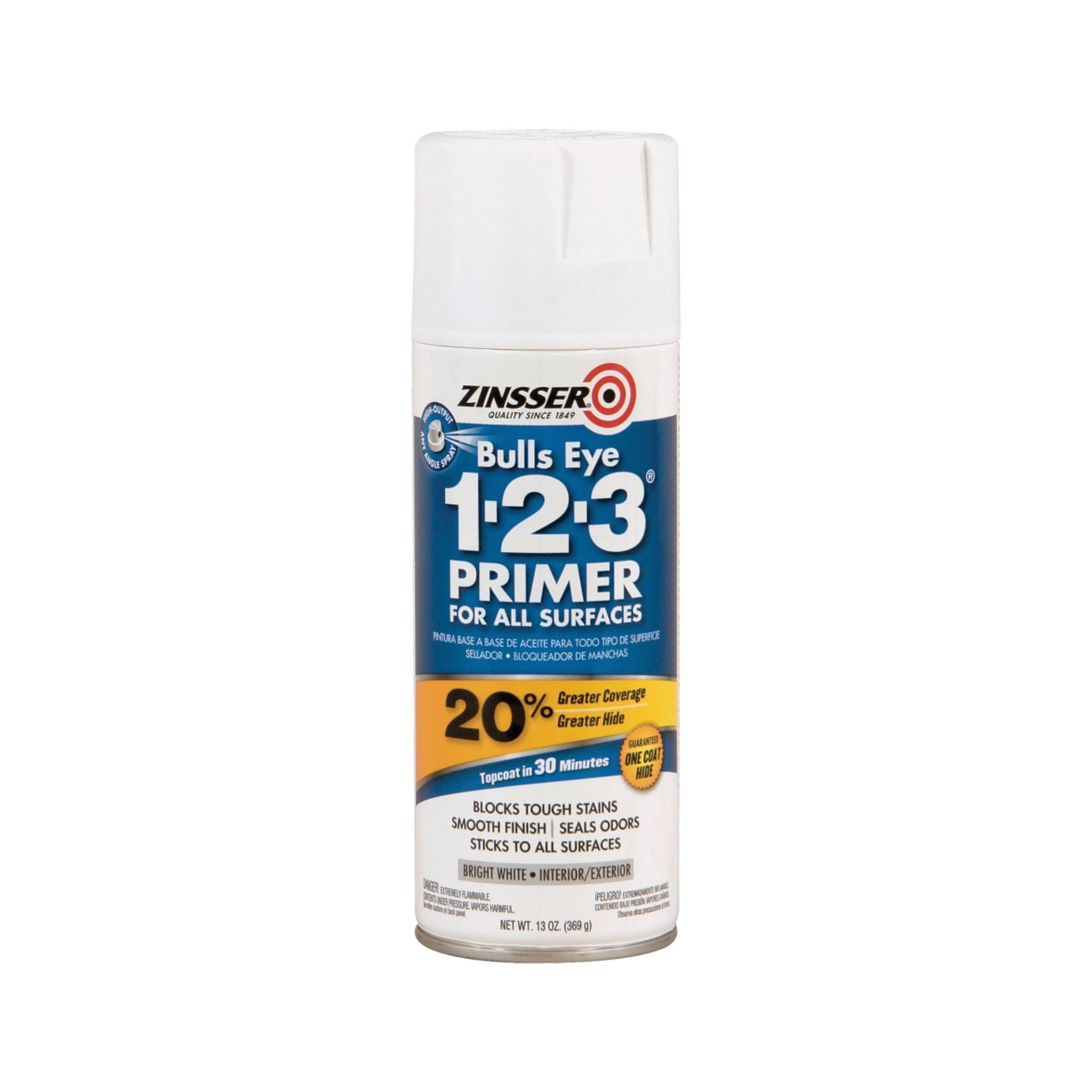 Zinsser, Bulls Eye 1-2-3 Water-Base Primer, 13 oz Aerosol- 02008