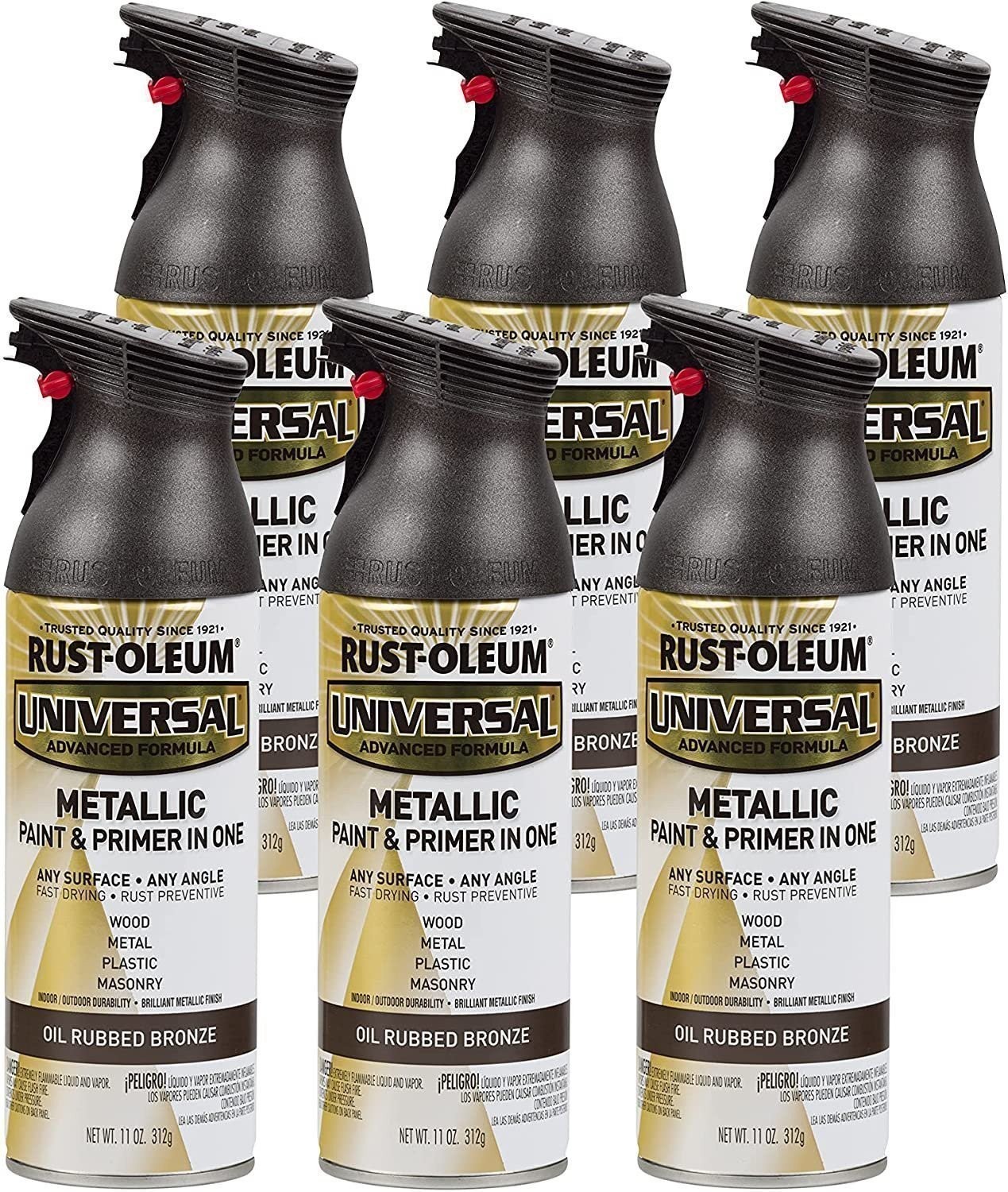 Rust-Oleum 249132-6PK Universal All Surface Metallic Spray Paint, 11 oz, Aged…