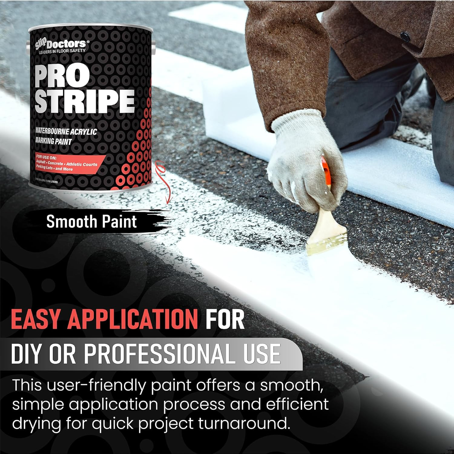 Pro Stripe White Line Marking Paint – 1 Gallon for Courts & Parking Lots