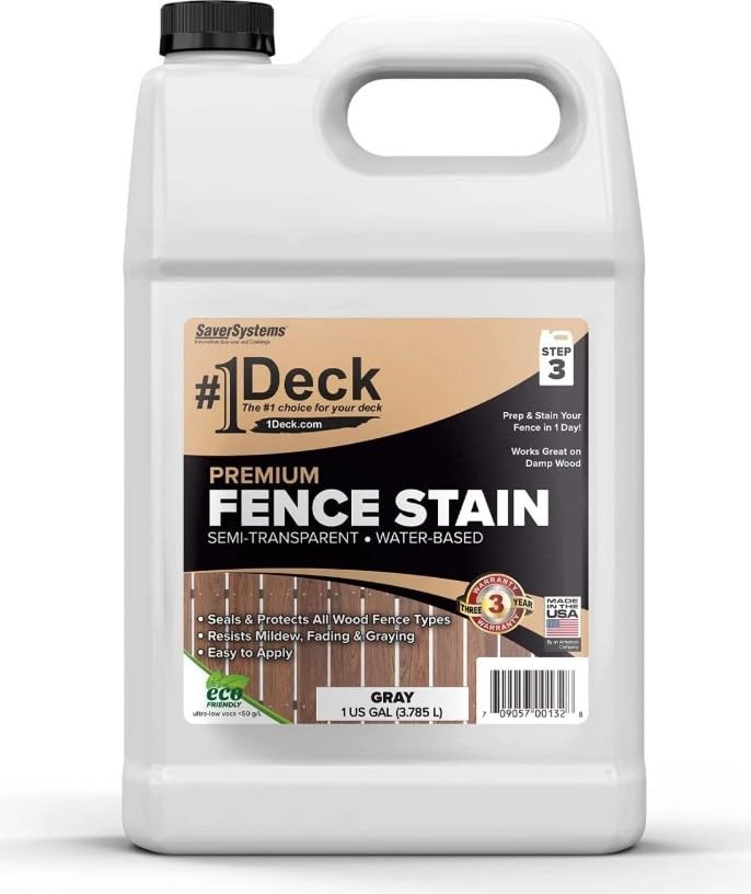 #1 Deck Premium Wood Fence Stain and Sealer SemiTransparent Fence Sealer 1 G…