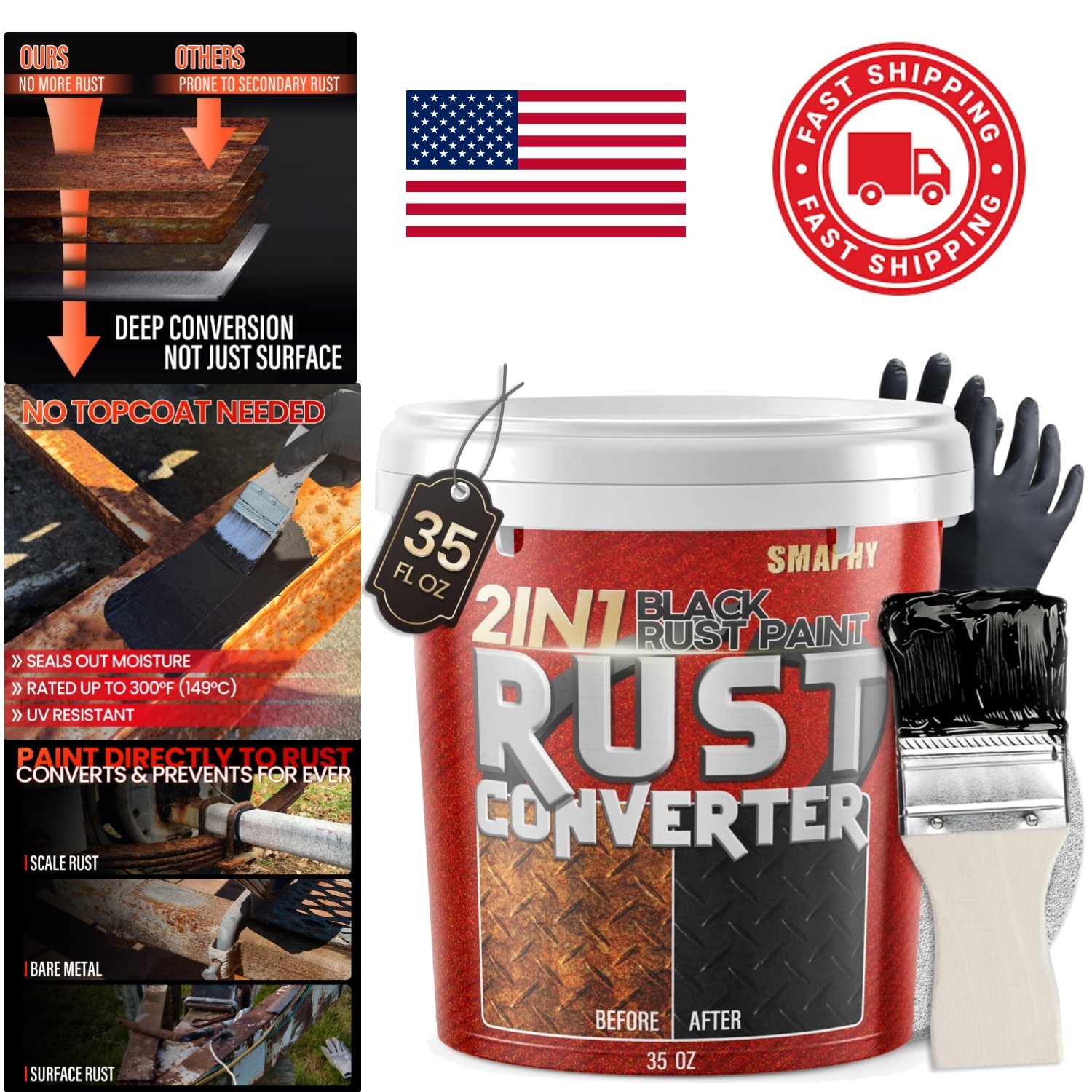 35 oz Rust Encapsulator Paint for Chassis and Trailer Applications Matte Black