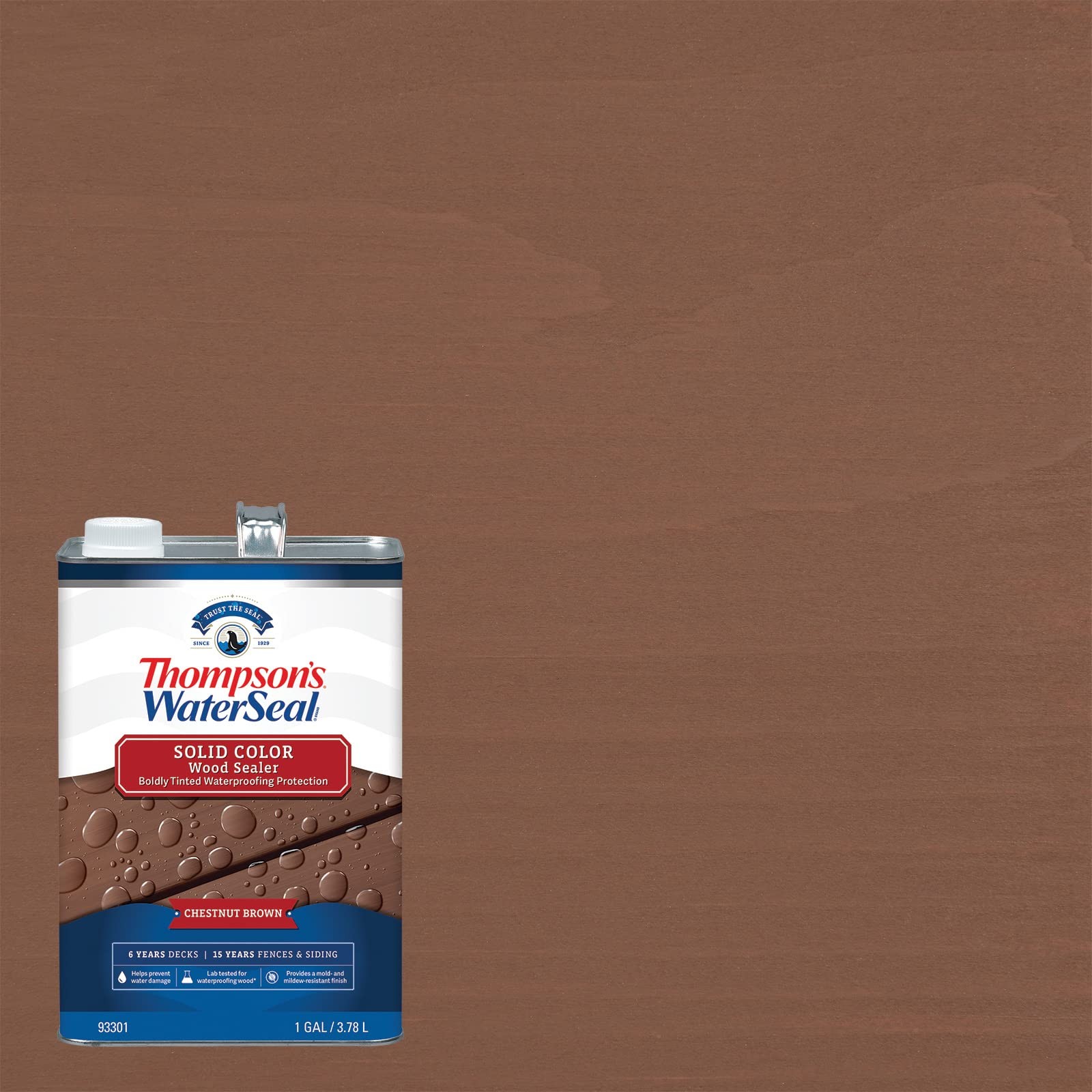 Thompson’s WaterSeal Solid Color Waterproofing Wood Stain and Sealer, Chestnu…