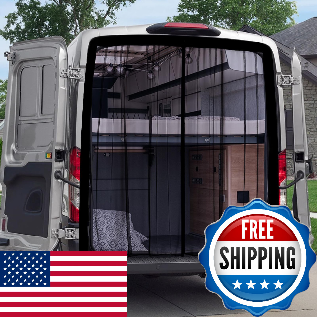 Xcbyt Van Bug Screen For Rear Door Magnetic Mesh Screen For Camper Van
