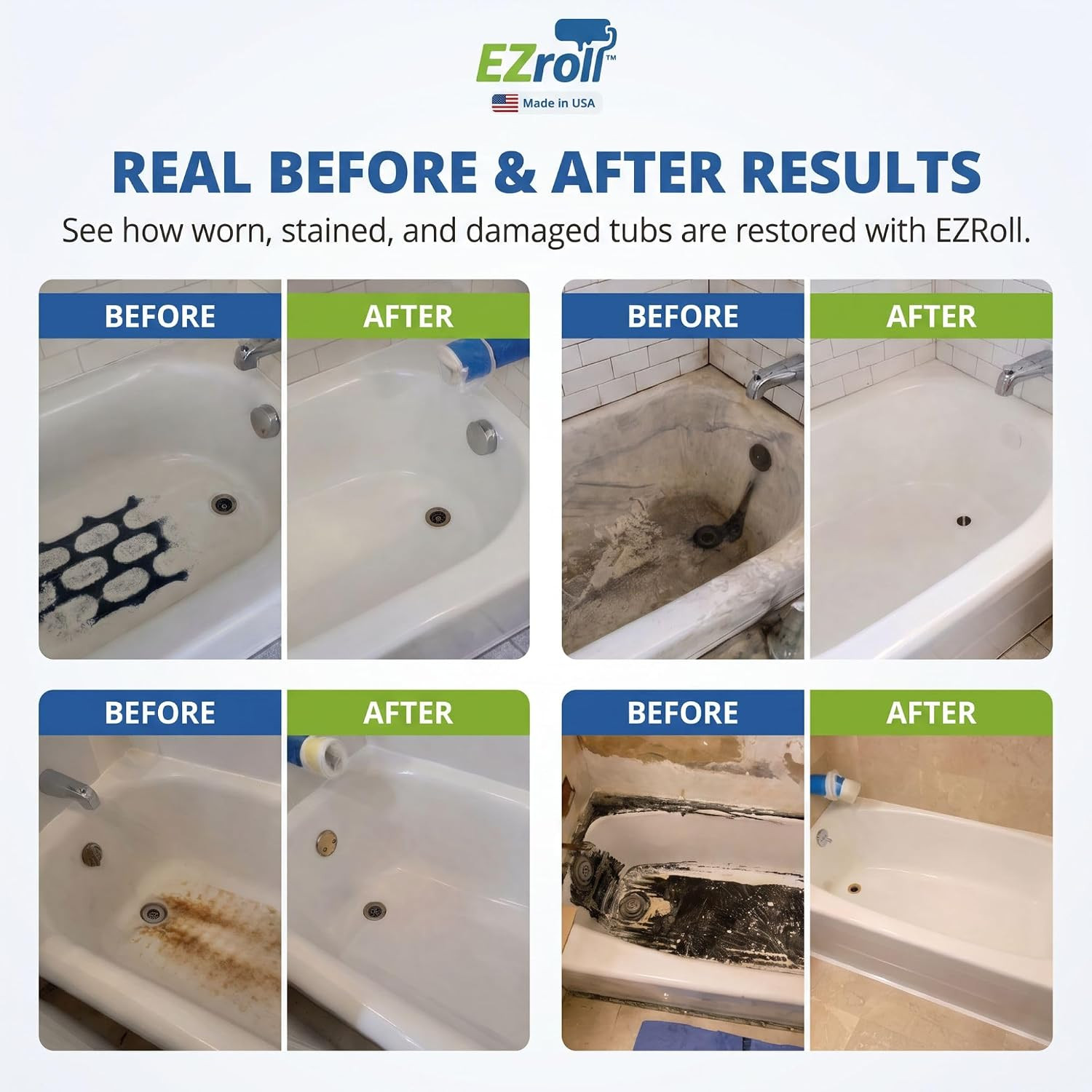 Durable Bathtub Refinishing Kit – Low Odor DIY Paint for Tubs, Tiles & Sinks