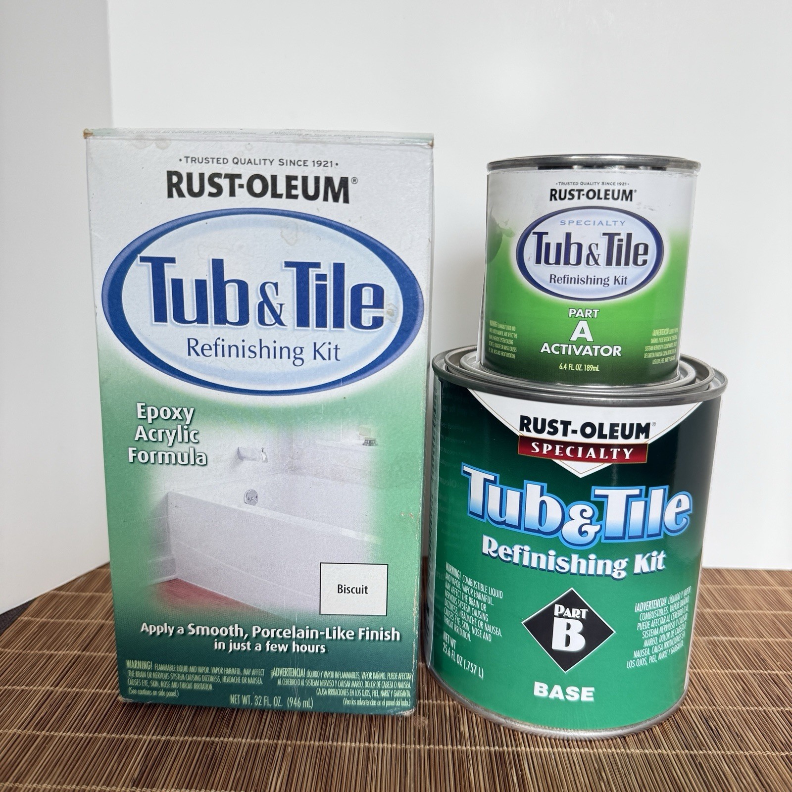RustOleum 1 Qt Tub and Tile Refinishing 2-Part Kit BISCUIT Color Epoxy Acrylic