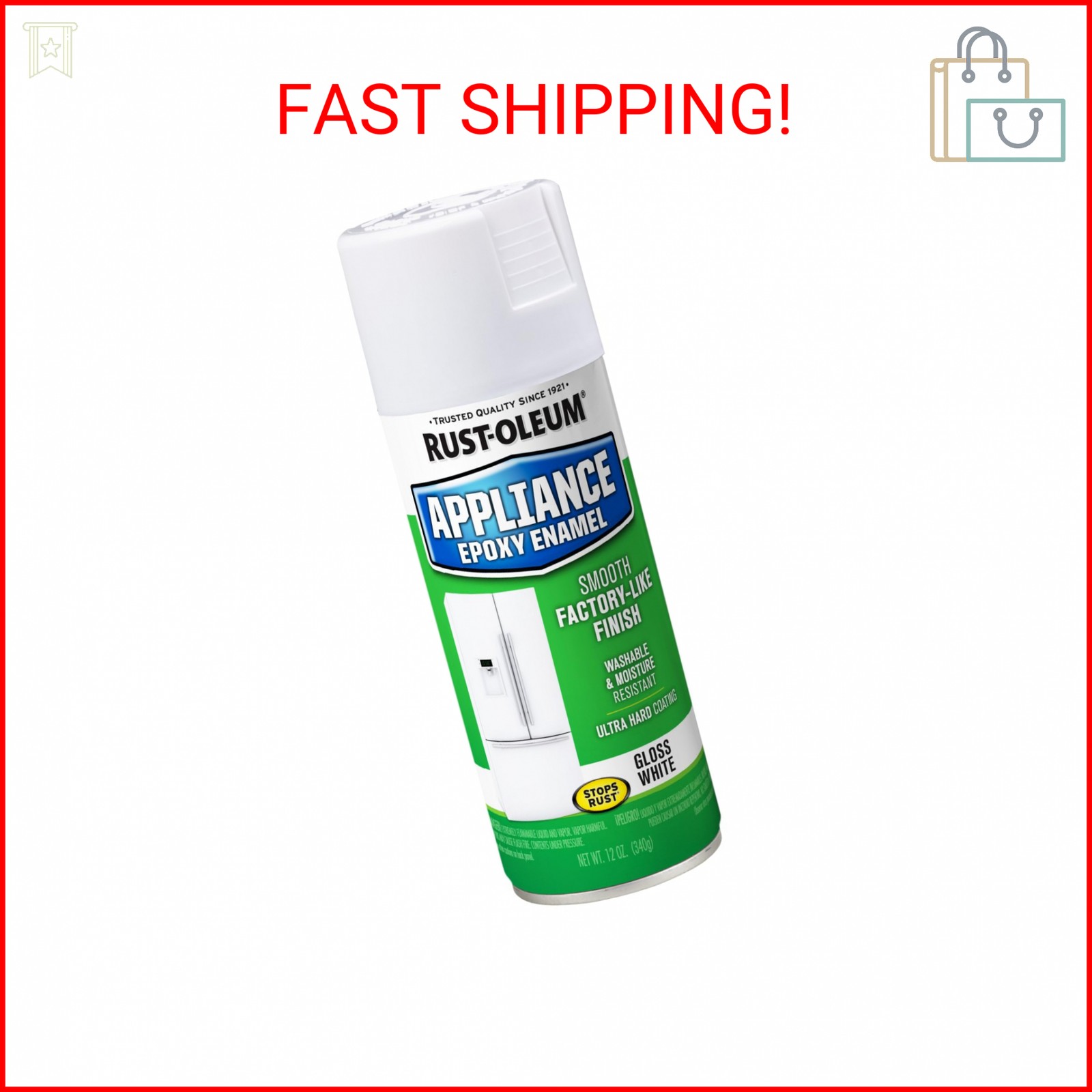 Rust-Oleum 7881830 Specialty Appliance Epoxy Spray Paint, 12 oz, White