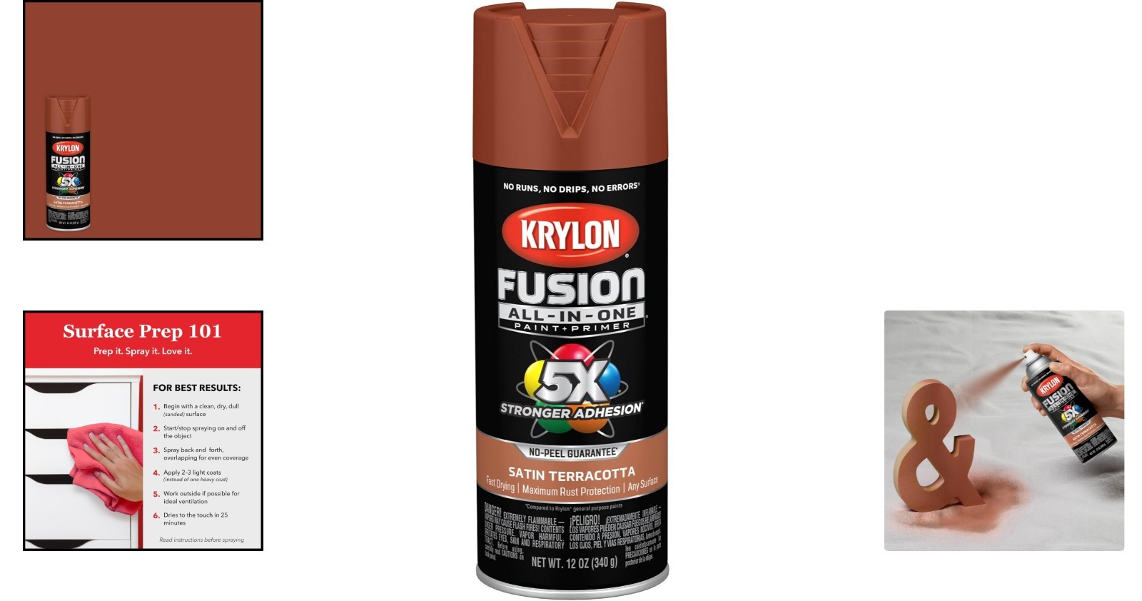 Rust-Resistant All-In-One Adhesive Spray Paint, 12 oz, Indoor/Outdoor Terracotta