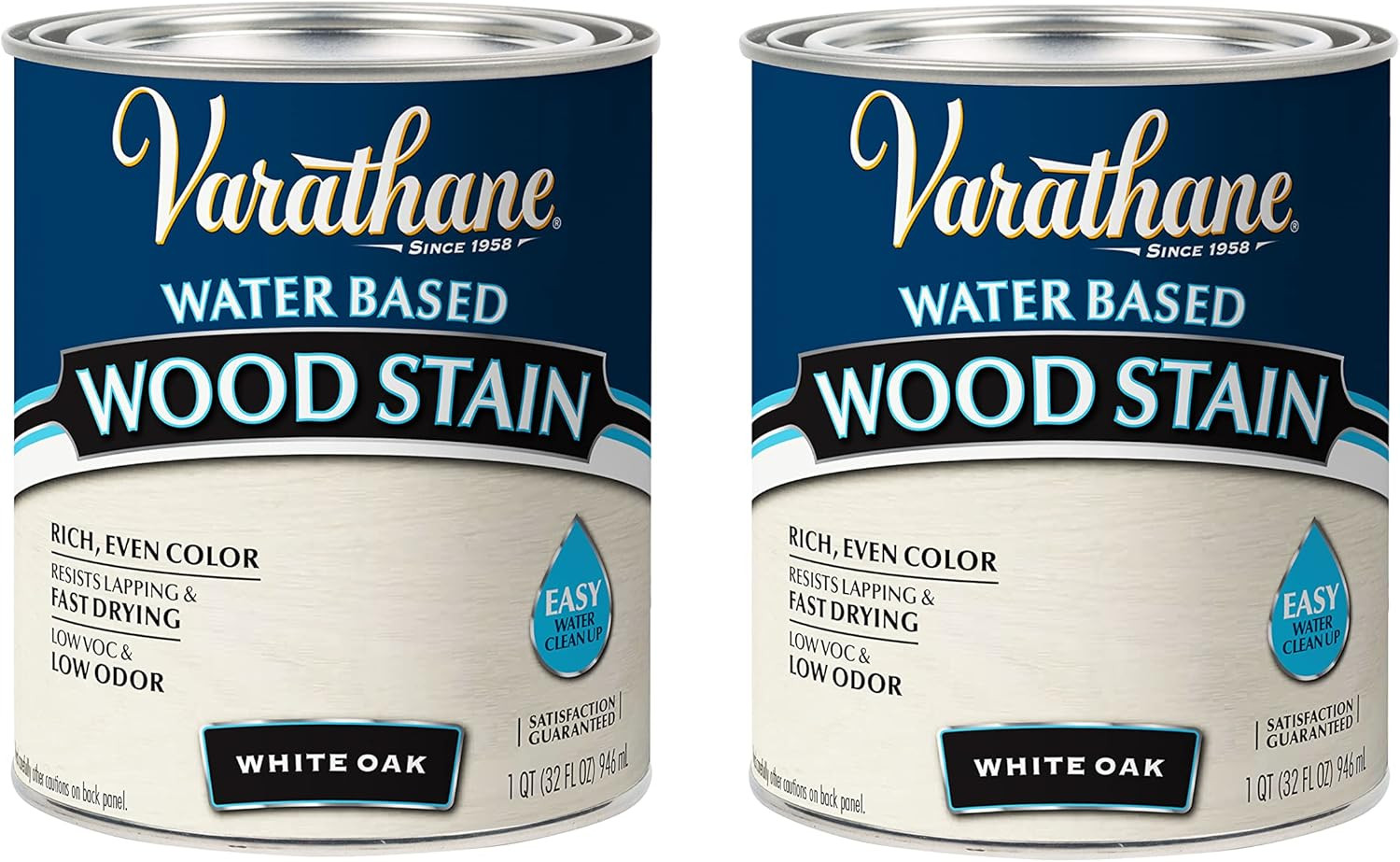 384807-2PK Water Based Wood Stain, Quart, White Oak, 2 Pack