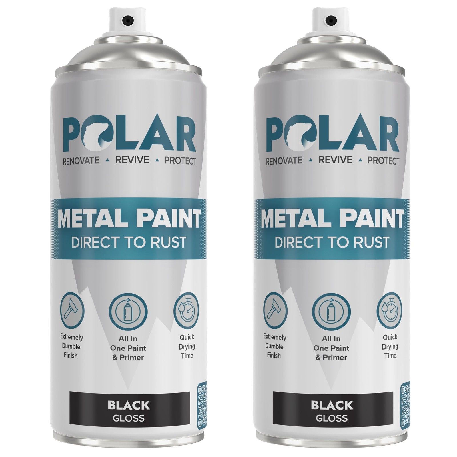 Polar Gloss Black Direct to Rust Spray Paint 2 x 13.5 Fl Oz Protect and Sto…