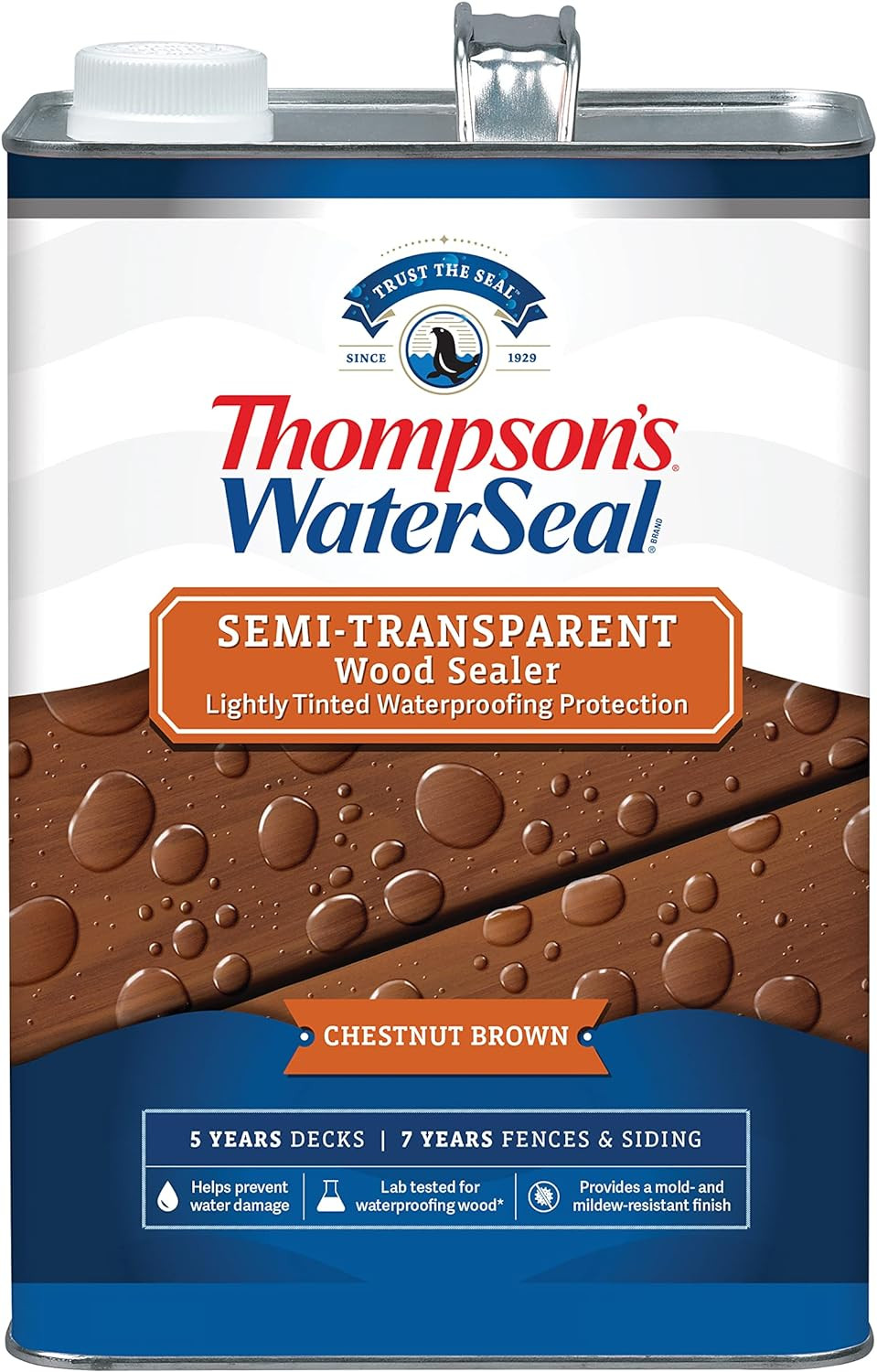 Semi-Transparent Waterproofing Wood Stain and Sealer, Chestnut Brown, 1 Gallon