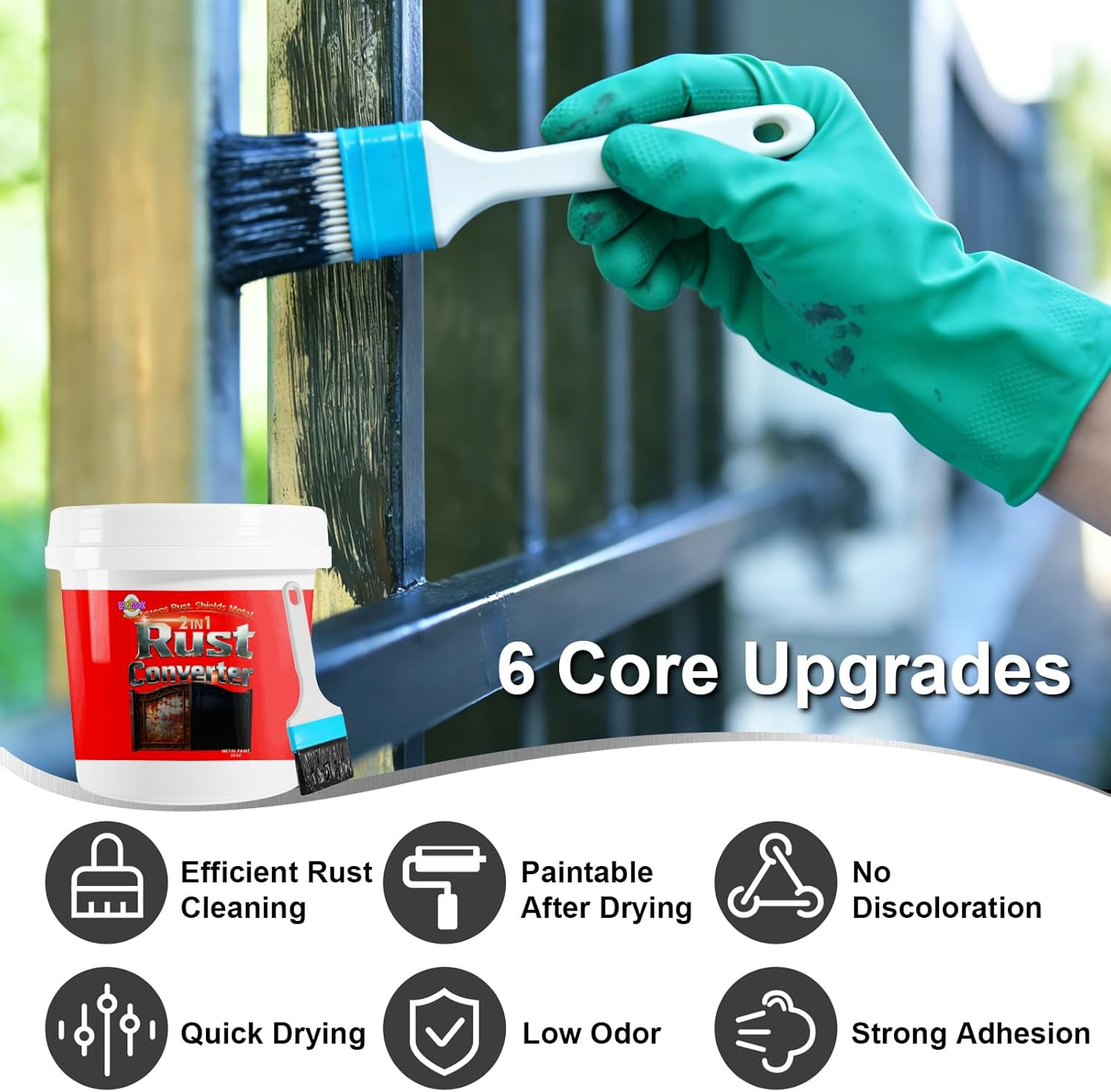 Rust Converter Paint for Metal, 2-In-1 Rust Reformer, Inhibitor & Primer, Water-