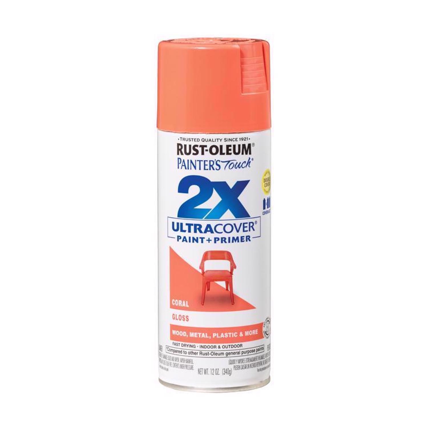 Rust-Oleum 283189 Painter’s Touch 2X Ultra Cover Coral Gloss Spray Paint 12 oz.