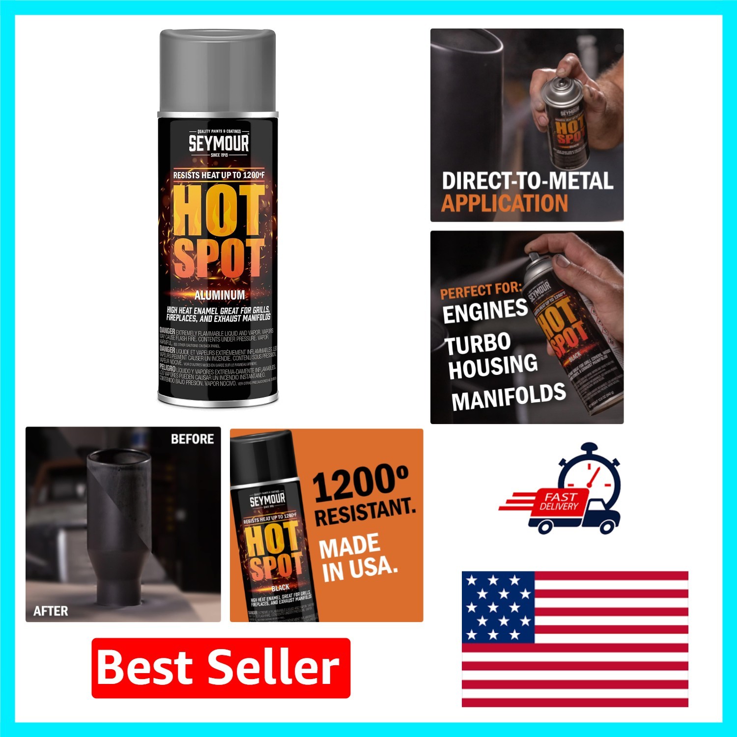 16oz High Heat Spray Paint for Metal – 1200°F Resistant Coating, VOC Compliant