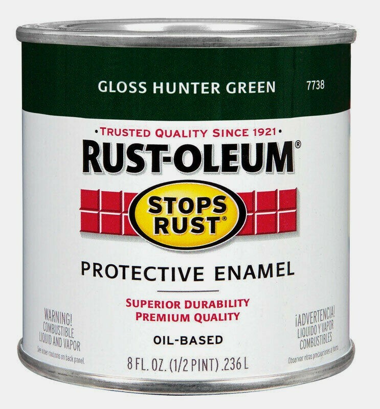 Rust-Oleum GLOSS HUNTER GREEN 0.5 pt. Stops Rust PROTECTIVE ENAMEL 7738-730 NEW!