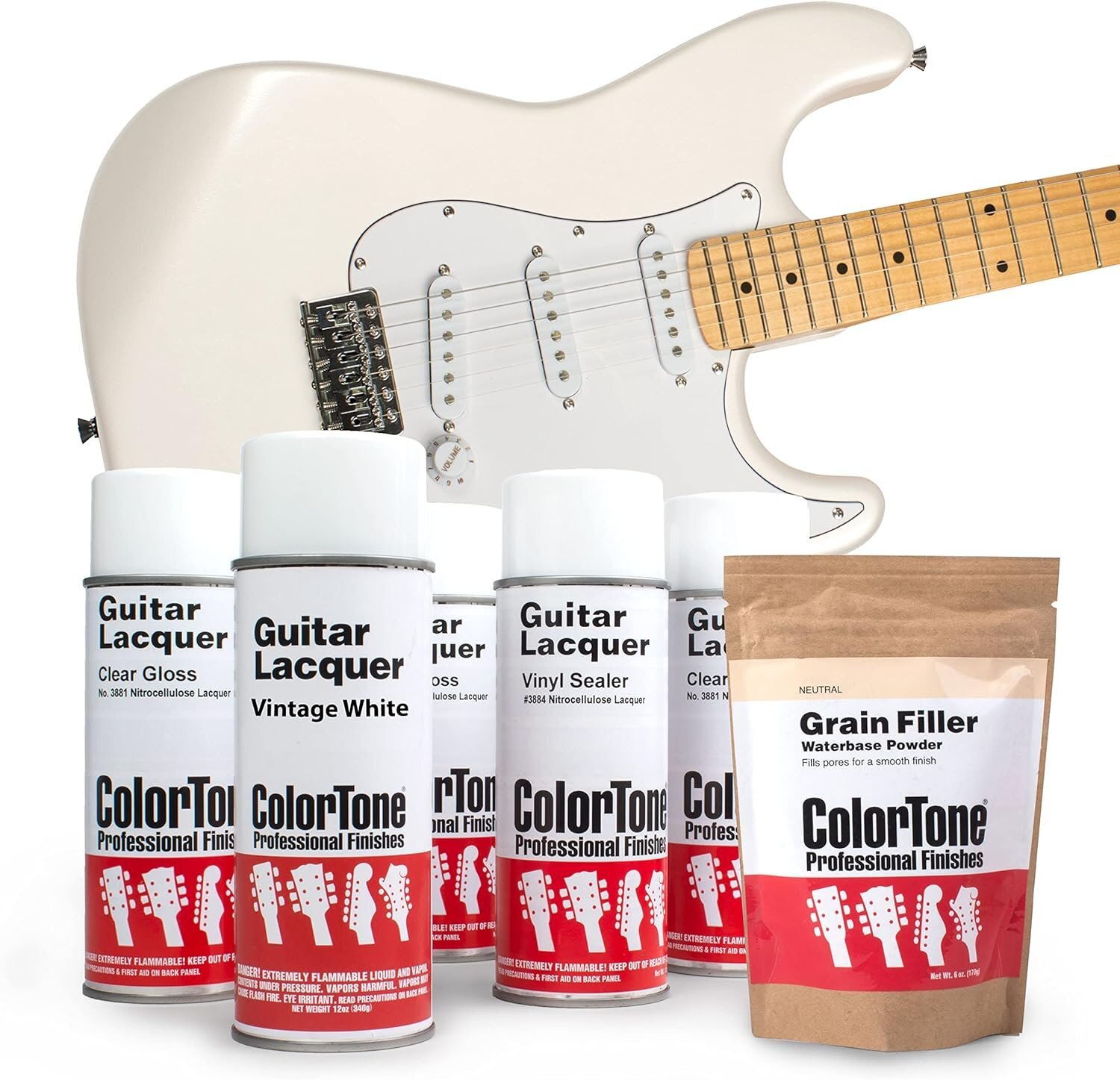 ColorTone Aerosol Guitar Finishing Set for Vintage White (2314)