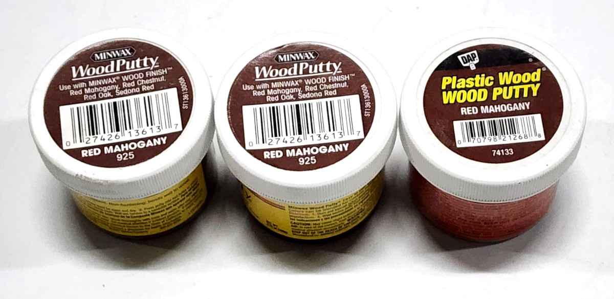 2 Minwax Wood Putty Red Mahogany 3.7 Oz + Bonus Free DAP Wood Putty 3.7Oz
