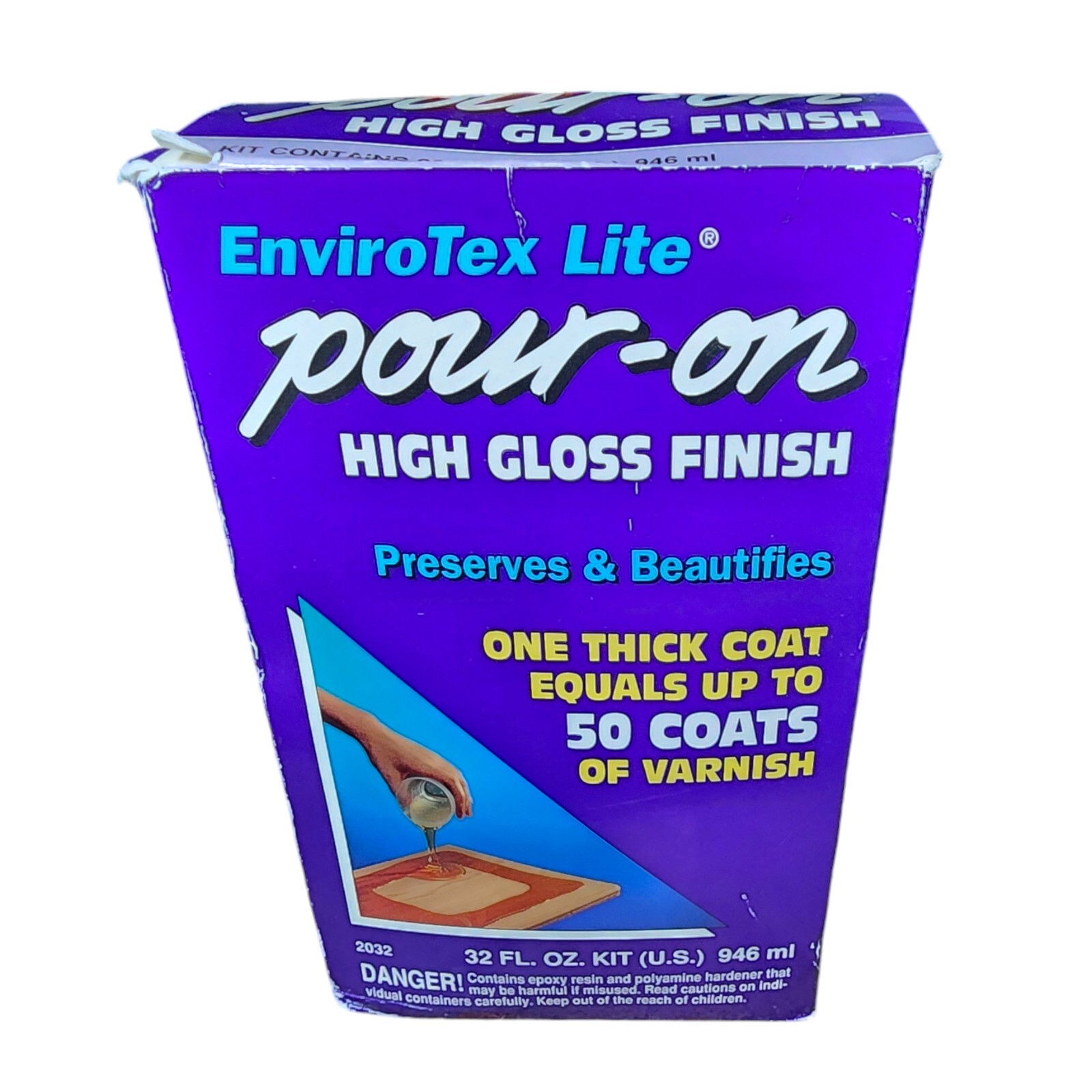 ENVIROTEX Lite Pour-On High Gloss Finish 32oz Preserves Surfaces 8sqft Wood 2032