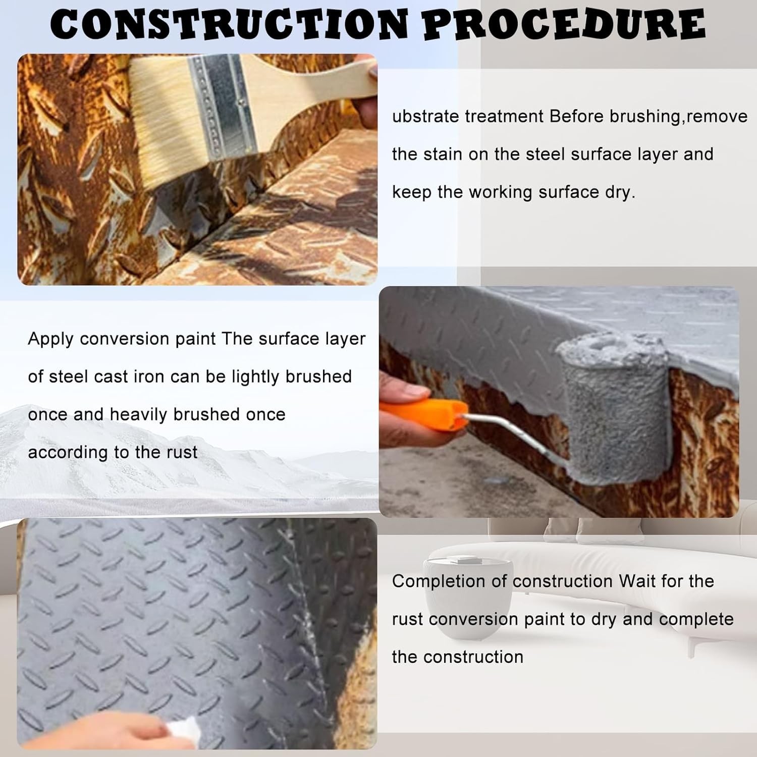 Weatherproof Rust Converter Paint for Metal, Rust Remover for Metal and Primer