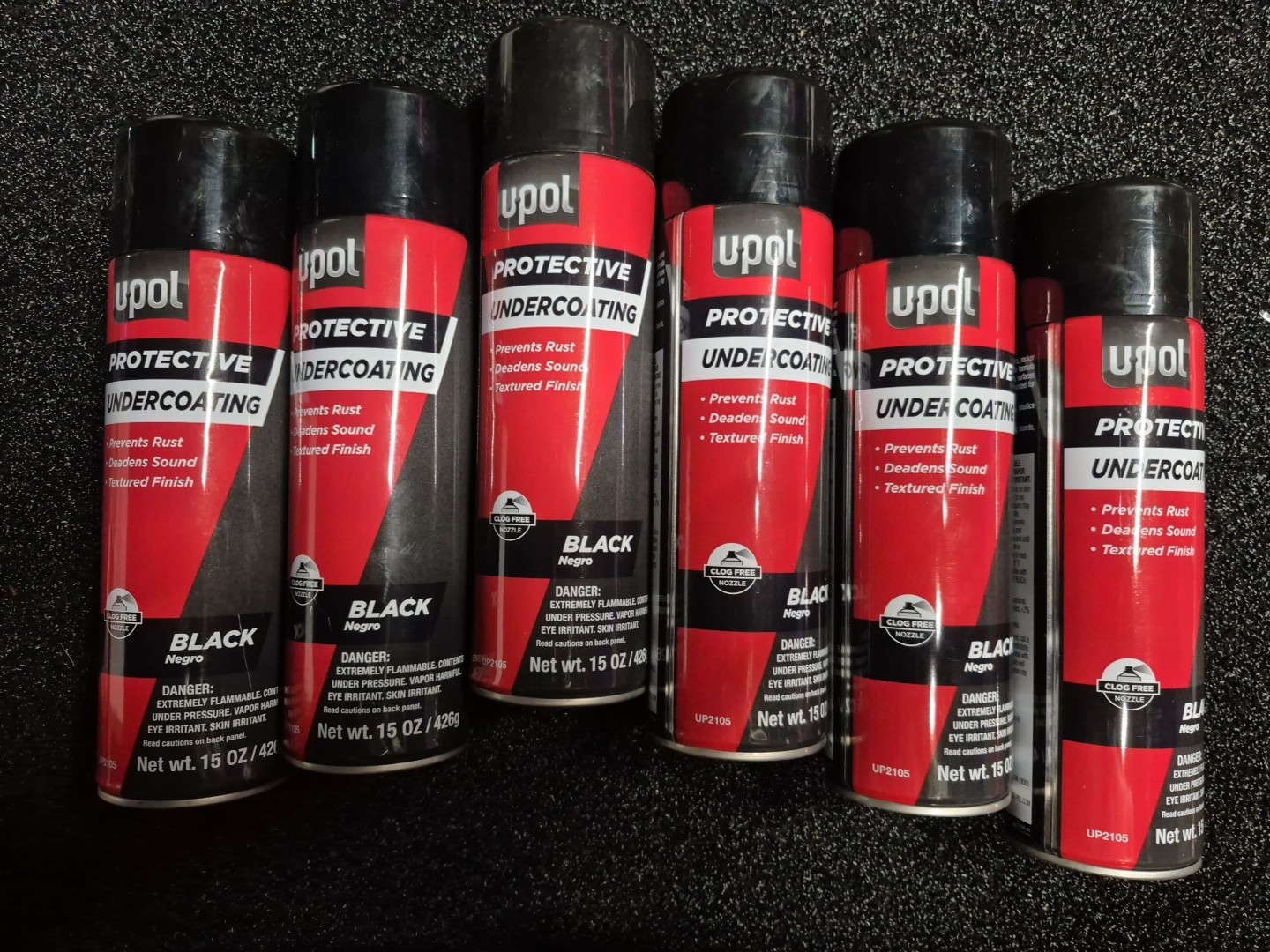 6 Pack Upol Protective Rubberized Undercoating 15 Oz Black (SP27)