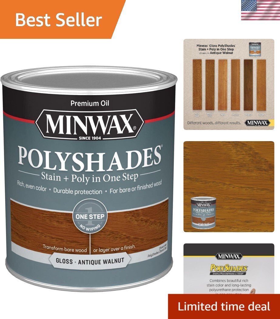 1 Qt PolyShades Antique Walnut Stain – Quick and Easy Wood Finish Solution