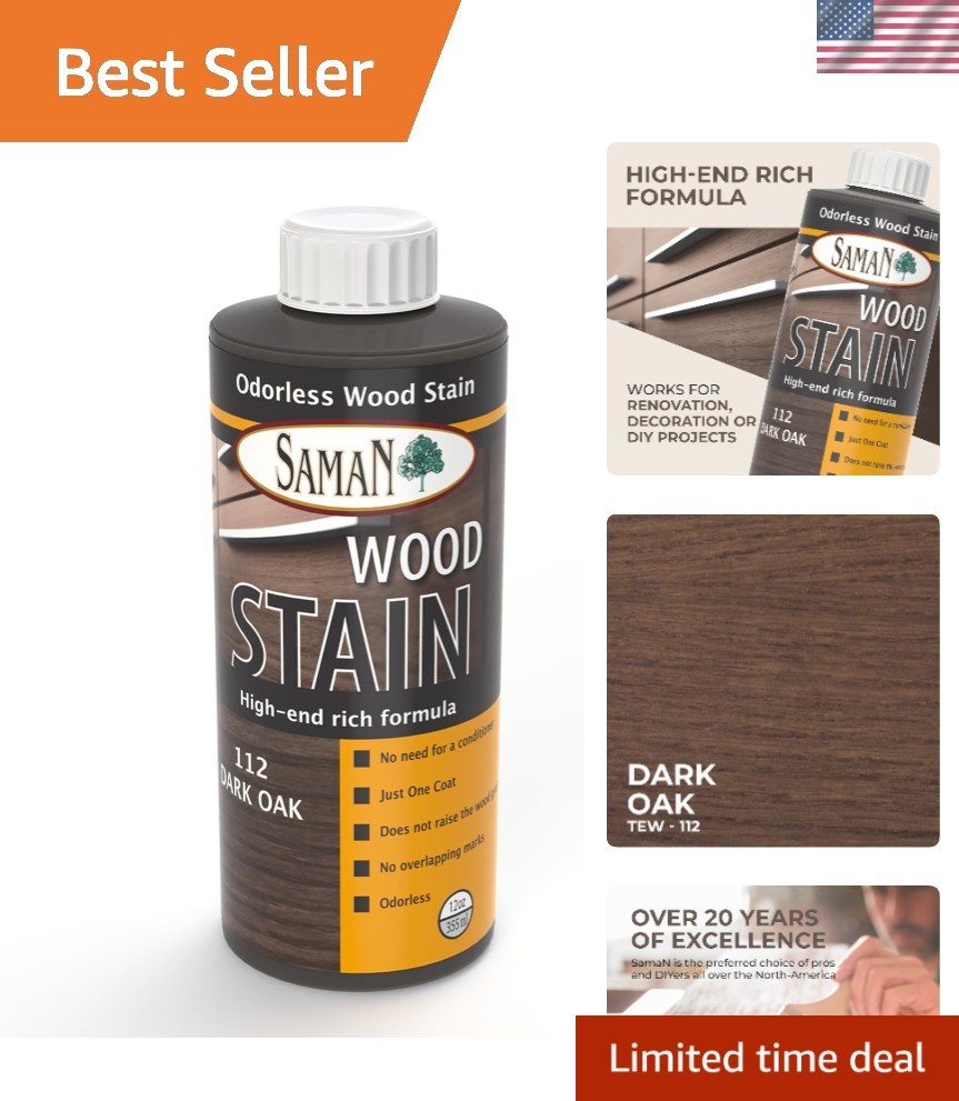 Dark Oak Interior Water-Based Wood Stain, 12 oz – Safe & Easy Application