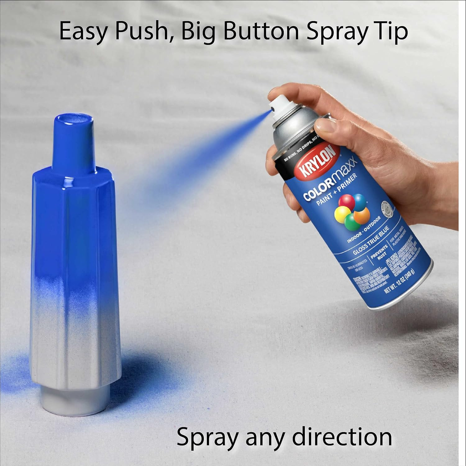 K05543007 Colormaxx Spray Paint and Primer for Indoor/Outdoor Use, Gloss True Bl