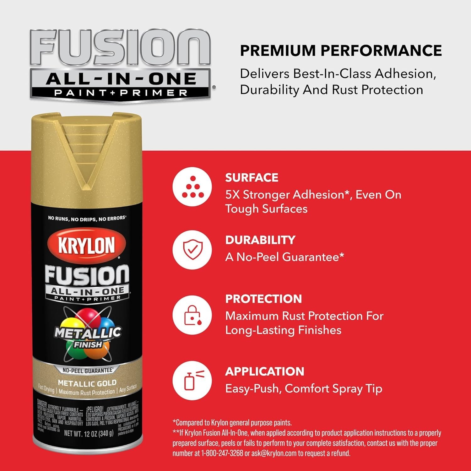 Quick-Dry Gold Adhesive Spray Paint, 12 oz Can – Perfect for Indoor/Outdoor Use