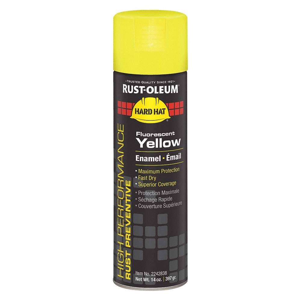 RUST-OLEUM 2242838 Rust Preventative,Fluorescent,Ylw,14 oz. 5W907