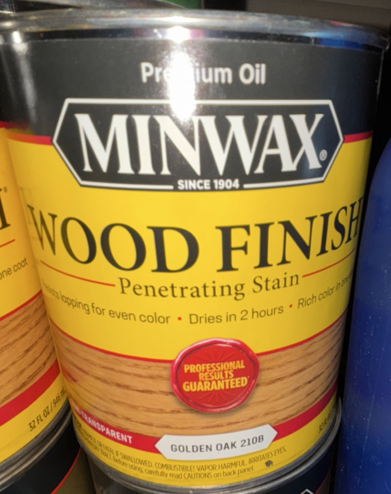 Minwax Oil-Based Wood Stain Golden Oak 210B 1 Quart Matte Finish