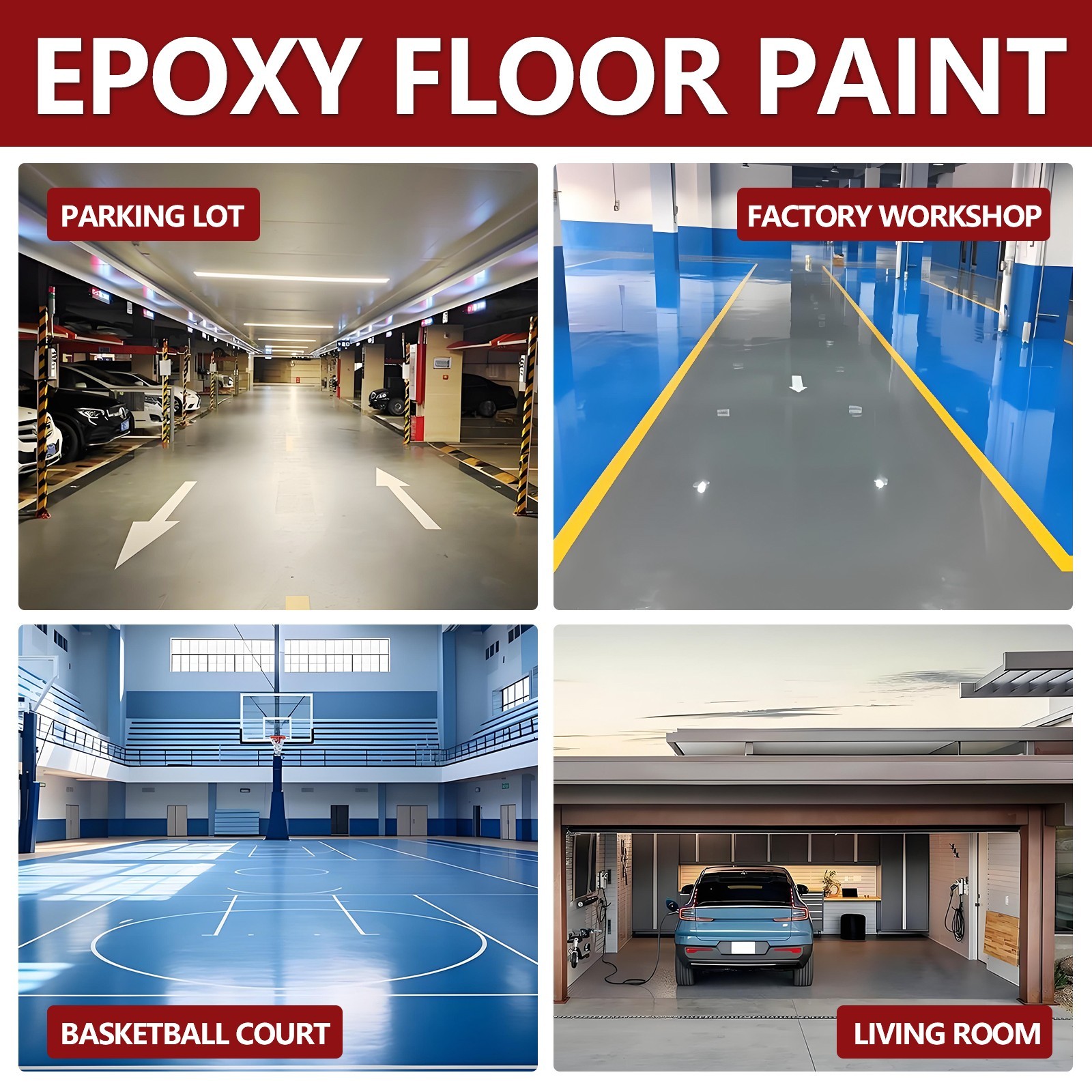 10Gal Acrylic Floor Concrete Paint, Indoor Outdoor Garage Floor Driveway Coating