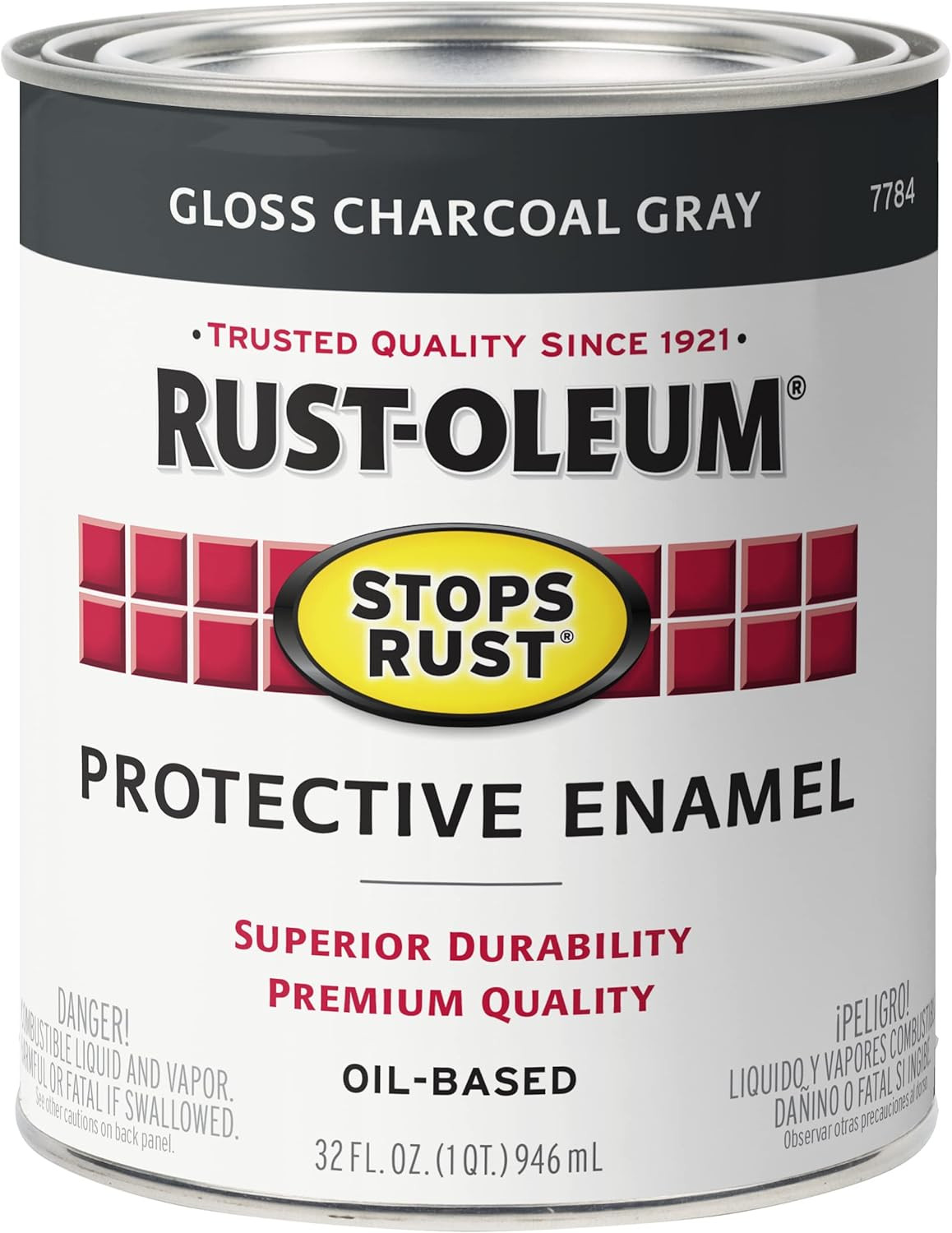 7784502 Stops Rust Brush on Paint, Quart, Gloss Charcoal Gray, (Pack of 1)