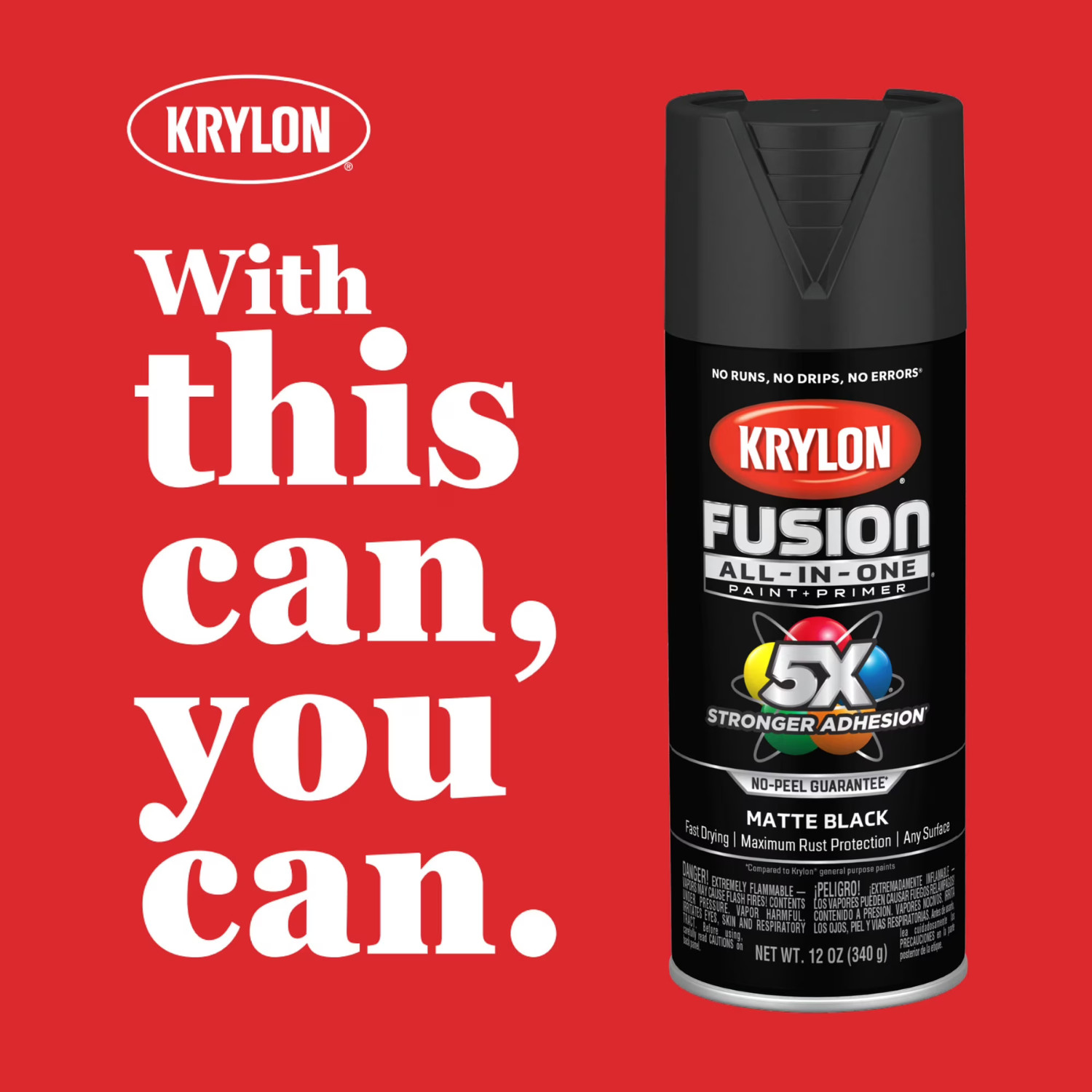 Krylon Fusion All-In-One Black Matte Spray Paint 12oz 6 Pack K02754007
