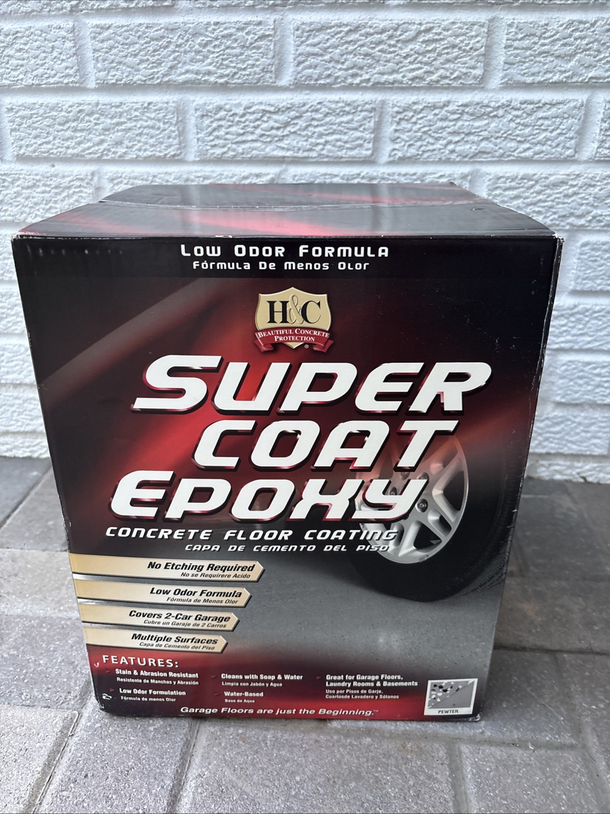 H&C Shield-Epoxy Garage Floor Coating 2 Car Kit Pewter 500 SQ FT – New