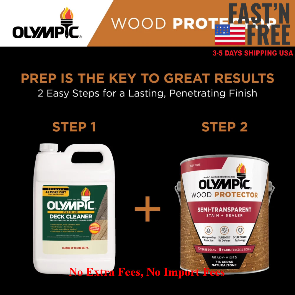 Olympic Wood Protector Cedar Semi-Transparent Exterior Stain & Sealer, 1 Gallon