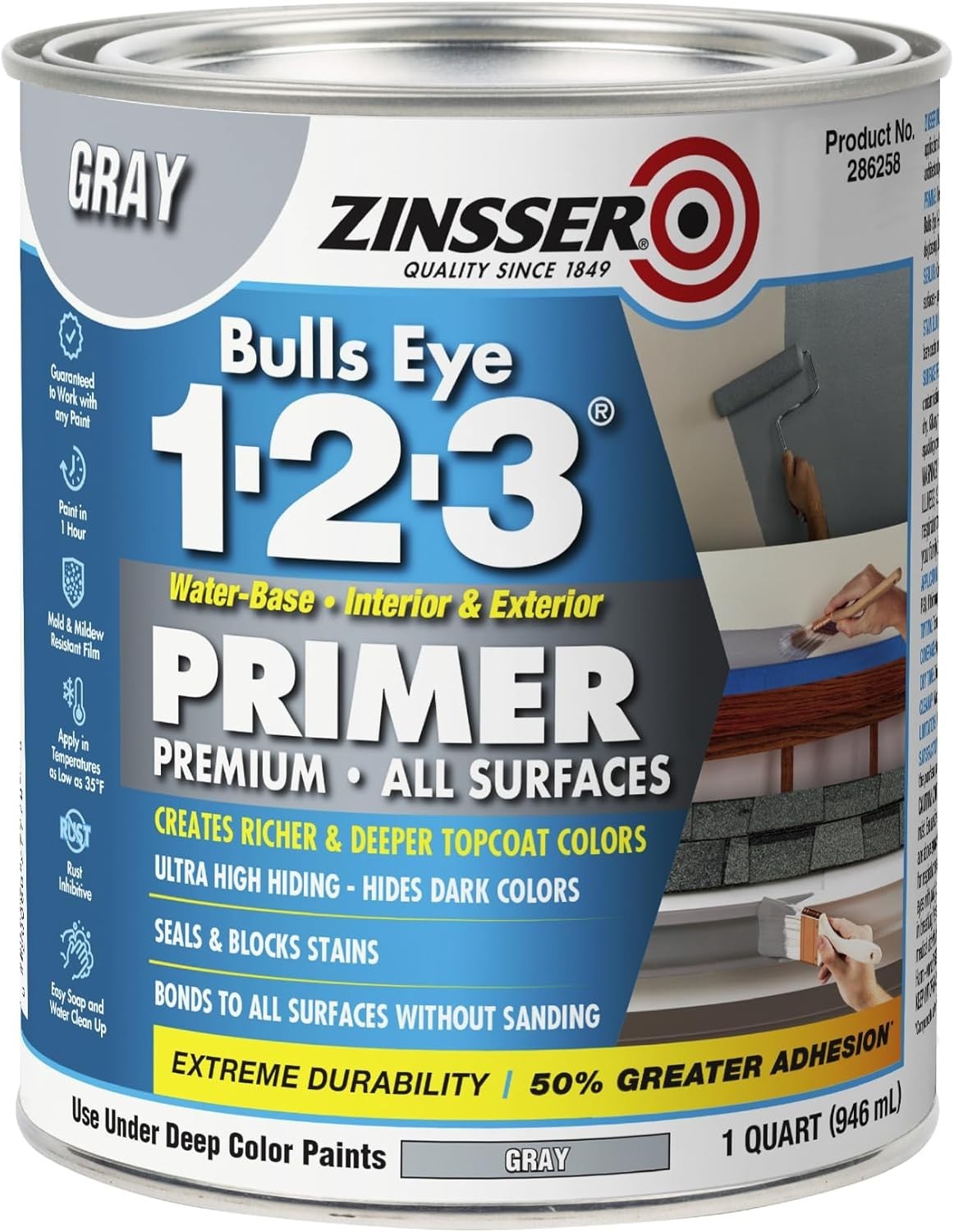 Gray Acrylic Primer, Quart for Quick Coverage – Rust Resistant & Water-Repellent