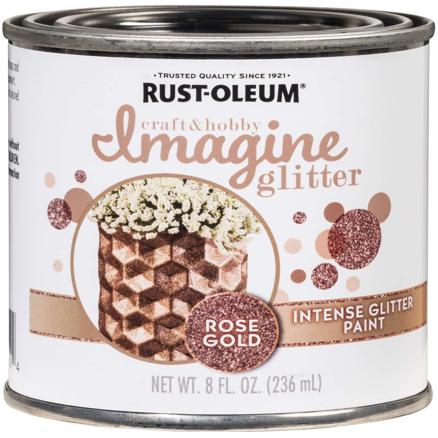 Rust-Oleum 349200 Rose Gold 50 g/L Craft & Hobby Glitter Paint 8 oz. (Pack of 4)