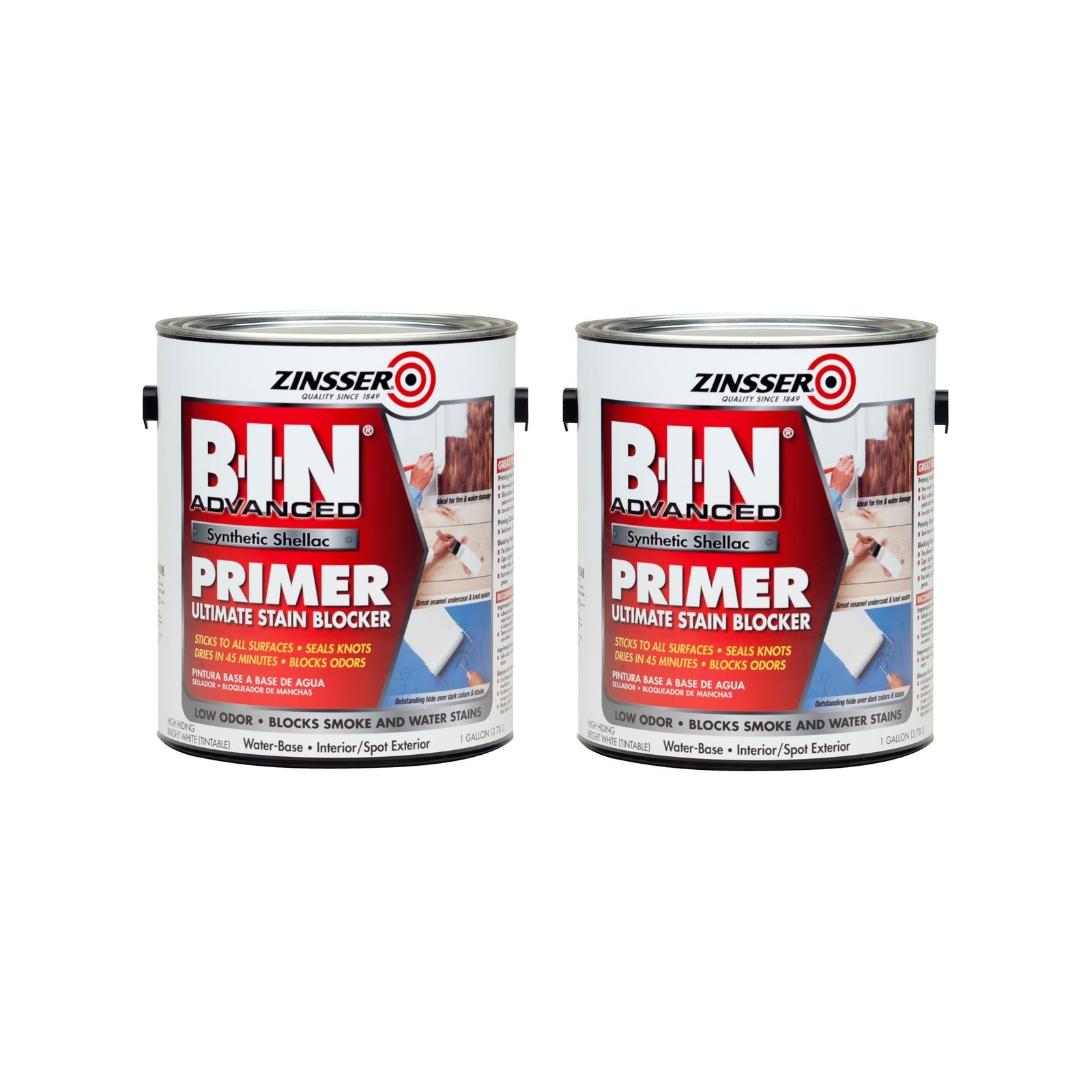 Zinsser 270976-2PK B-I-N Advanced Synthetic Shellac Primer and Sealer, Gallon…