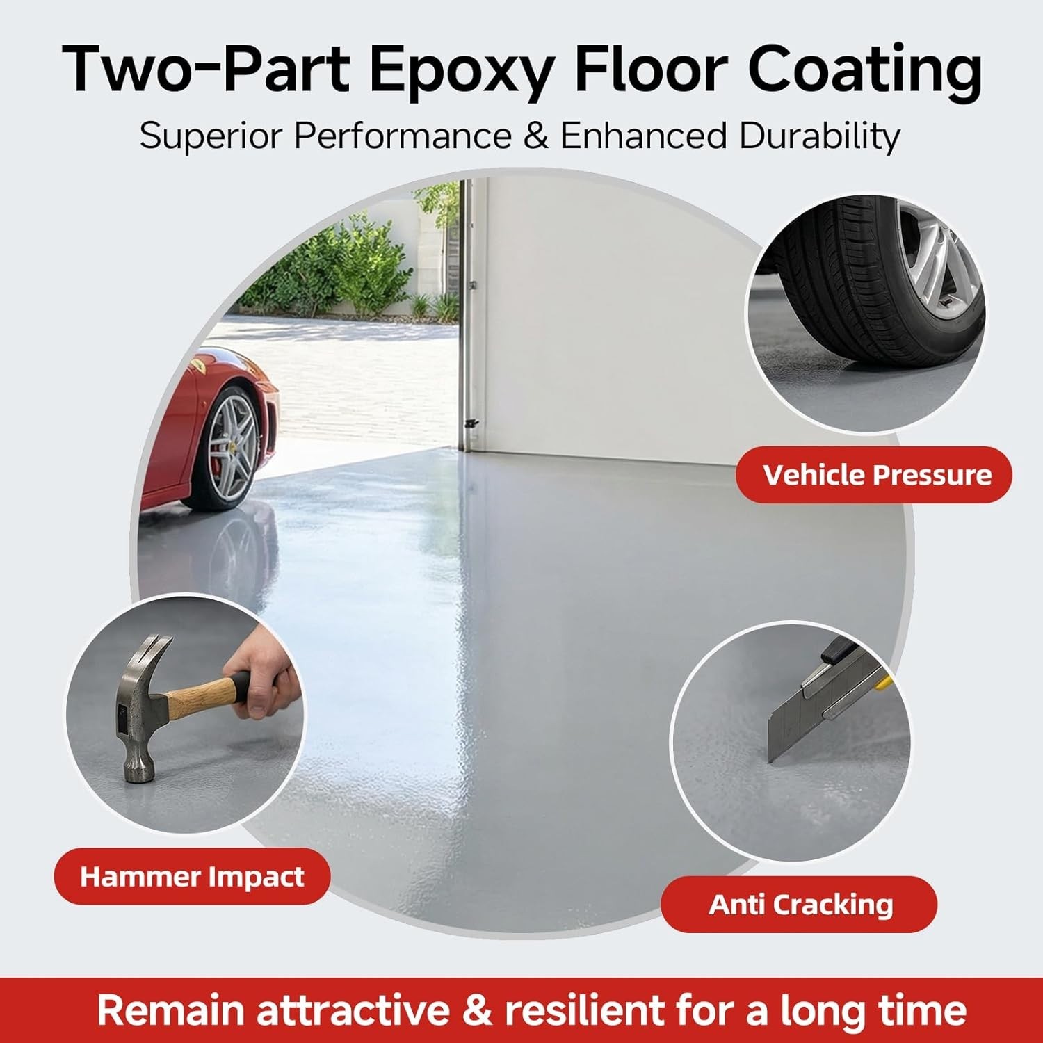 2K Garage Floor Epoxy Kit Light Gray High Gloss Concrete Coating Paint 70 Fl Oz