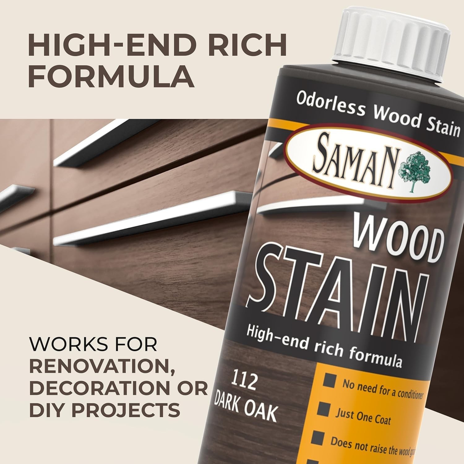 Dark Oak Interior Water-Based Wood Stain, 12 oz – Safe & Easy Application