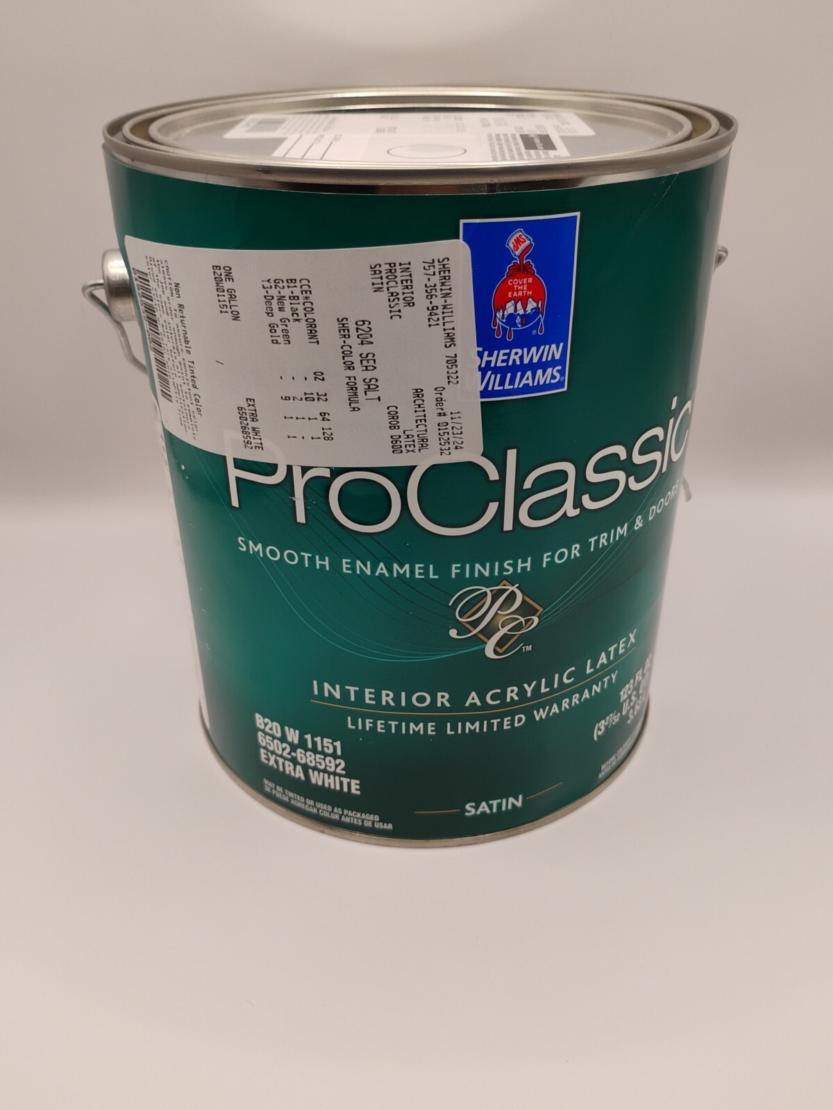 1 Gallon Pro Classics Interior Satin Color 6204 Sea Salt Smooth Enamel Finish…