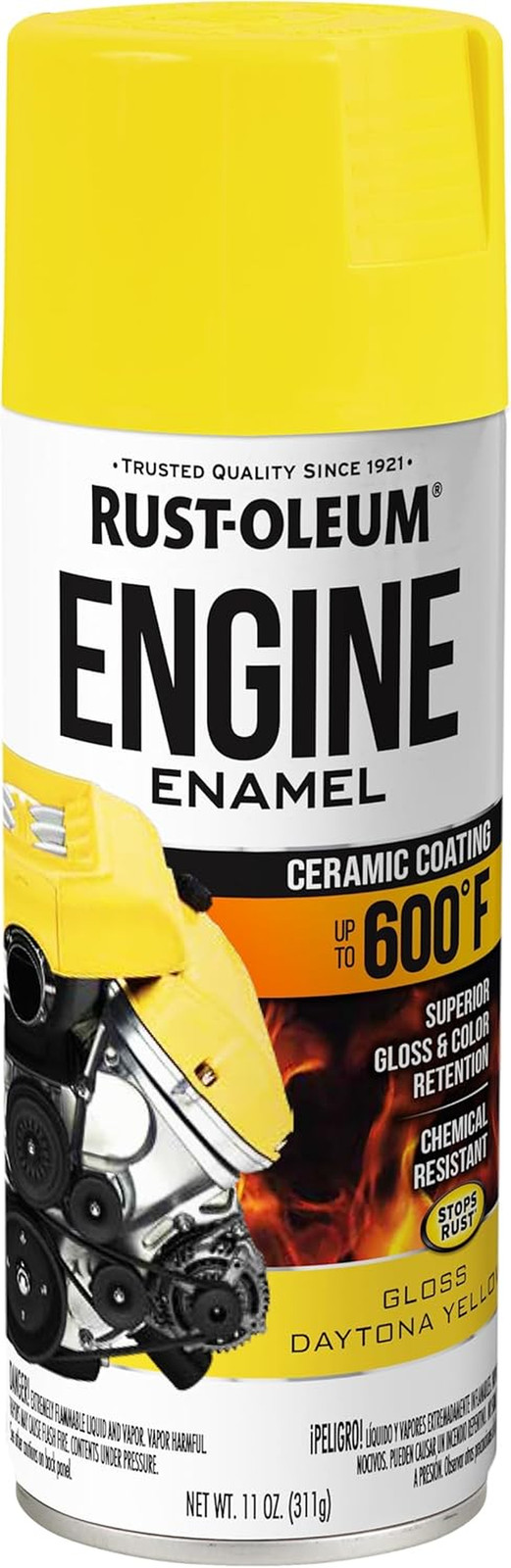 366434 Engine Enamel Spray Paint, 11 Oz, Gloss Yellow